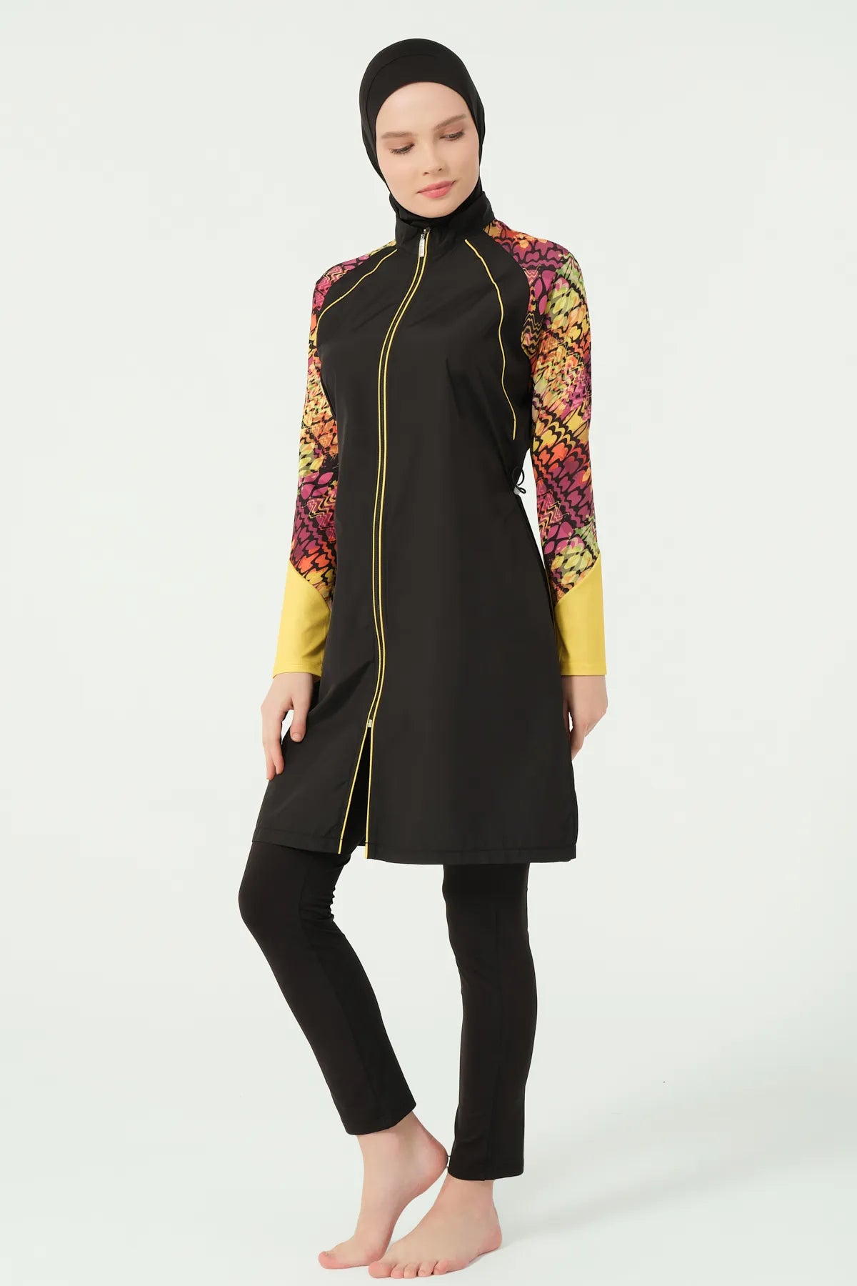 Black Snakeskin Accented Burkini