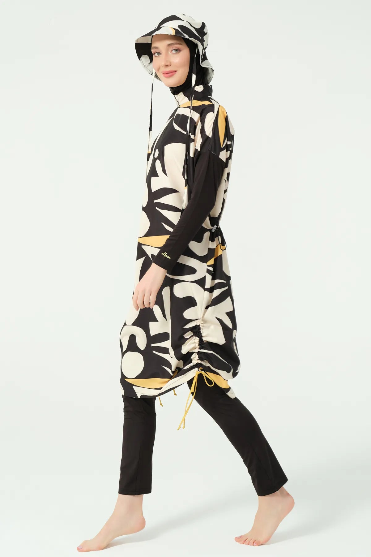 Black & Beige Chic Abstract Burkini