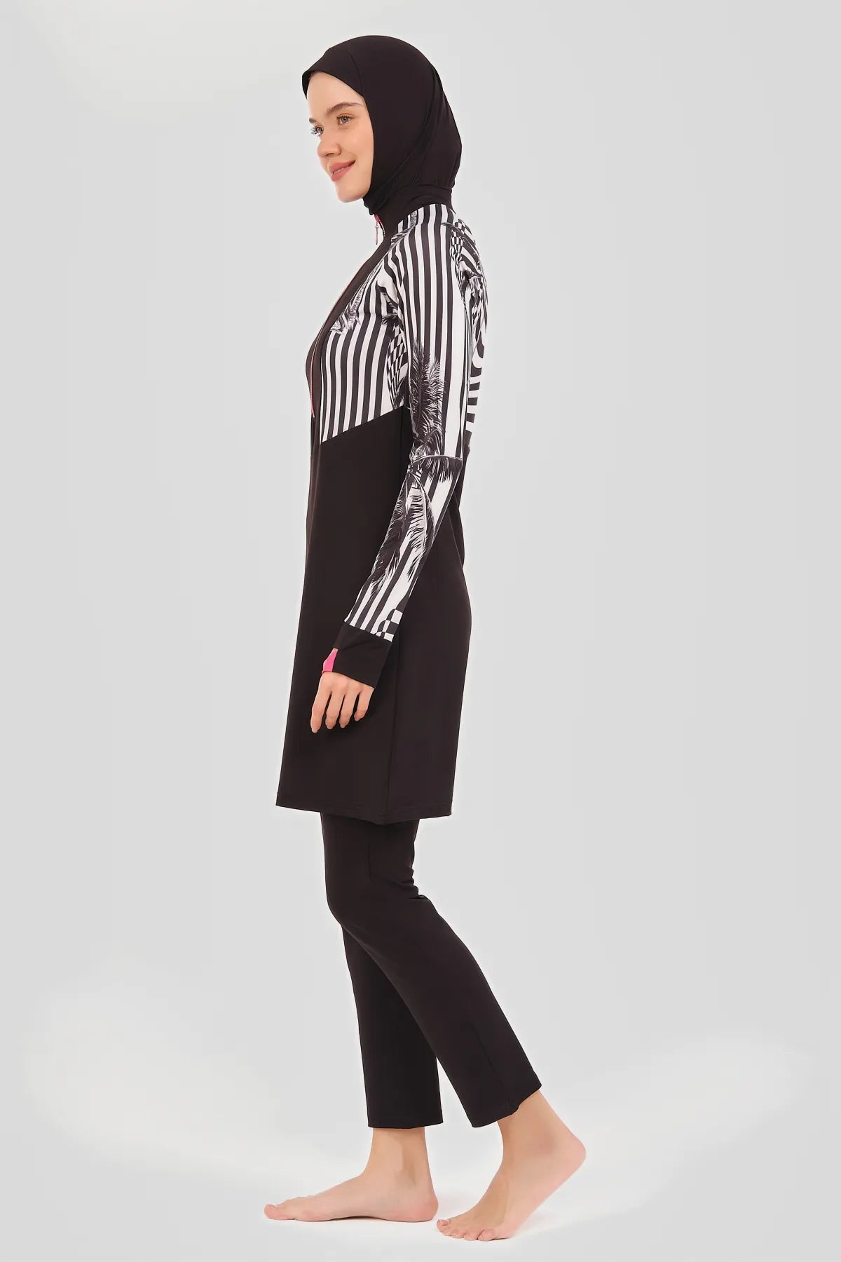 Black & White Printed Modest Burkini
