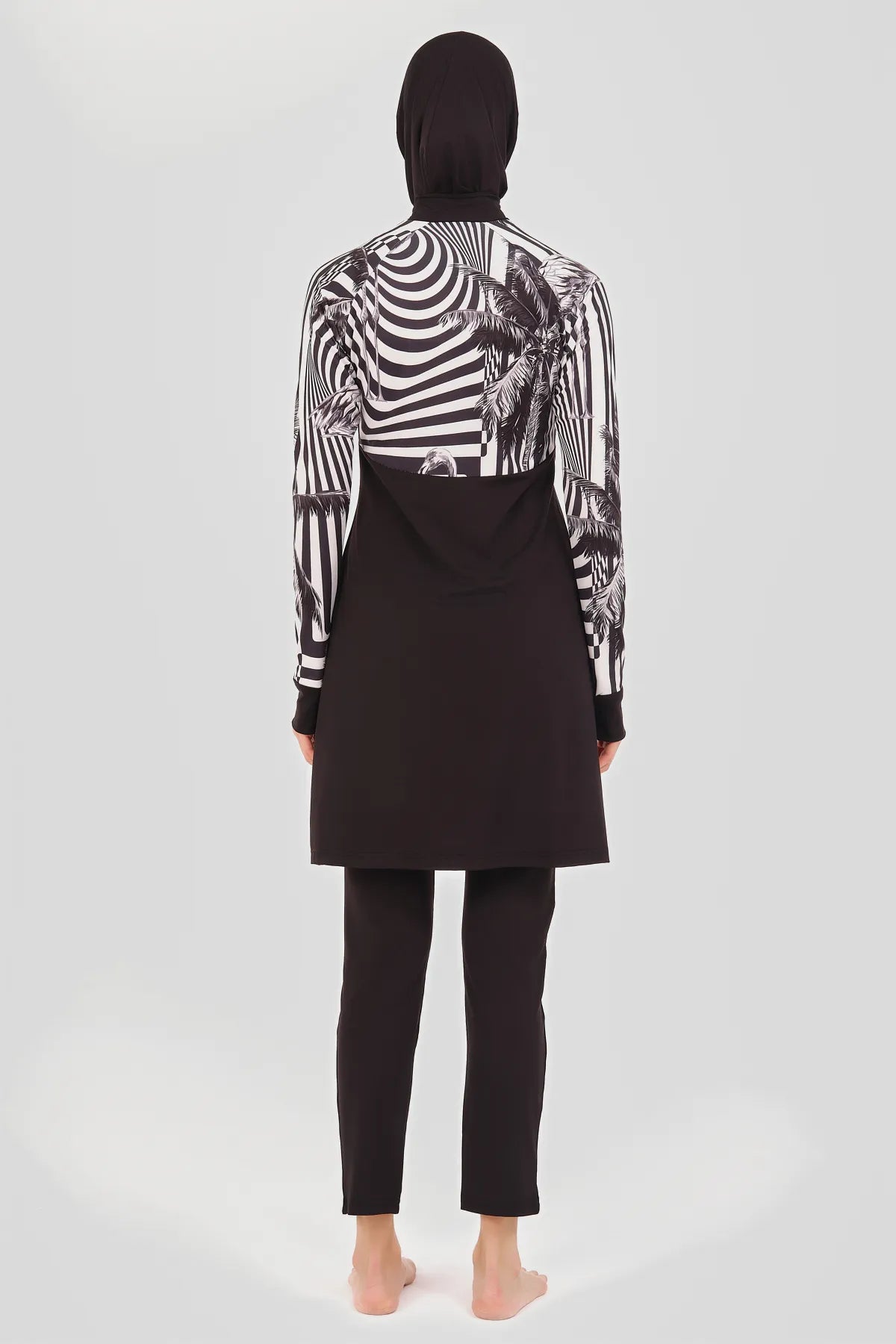 Black & White Printed Modest Burkini