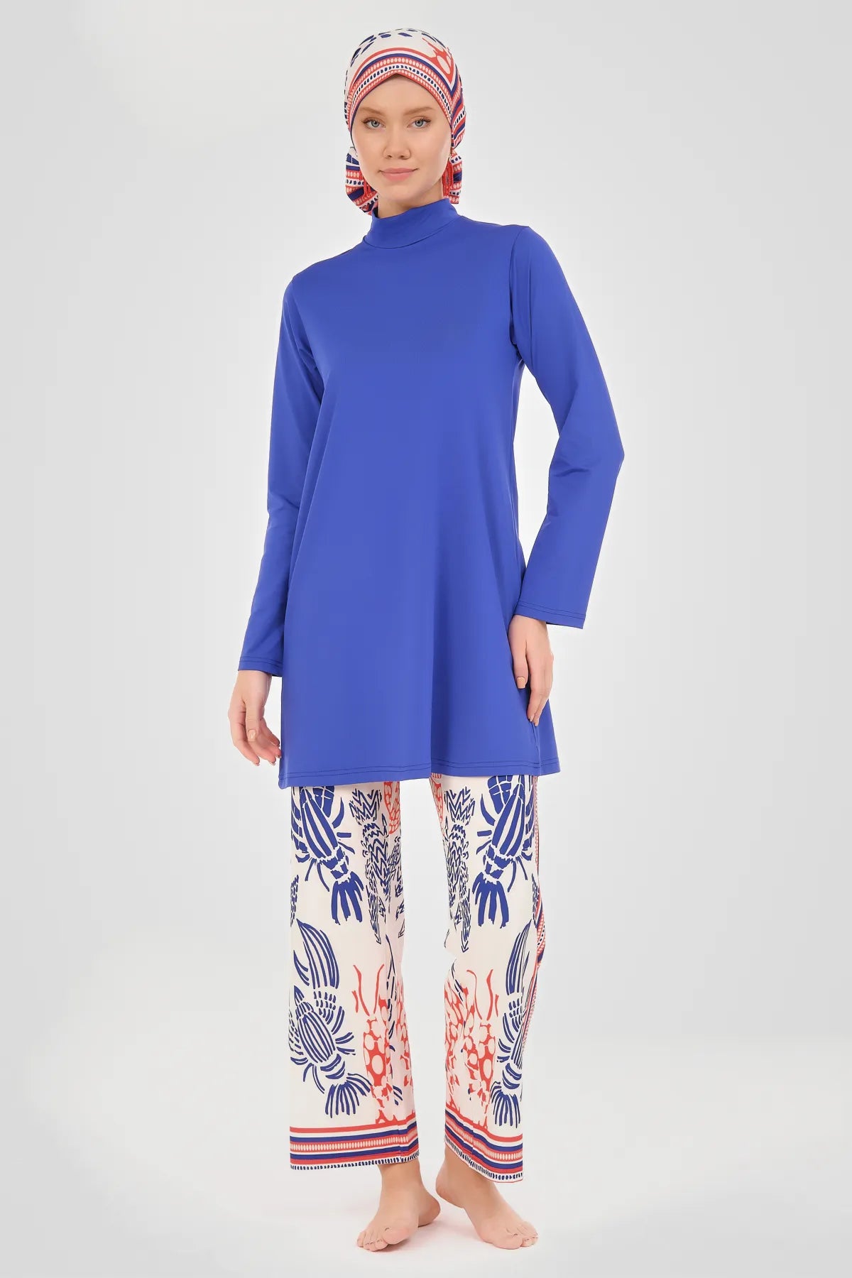 Coastal Elegance in Modest Swimwear