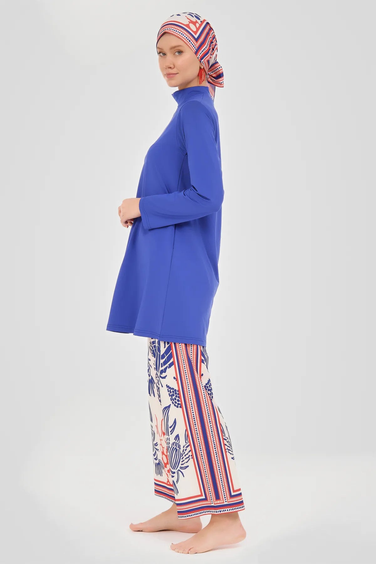 Coastal Elegance in Modest Swimwear