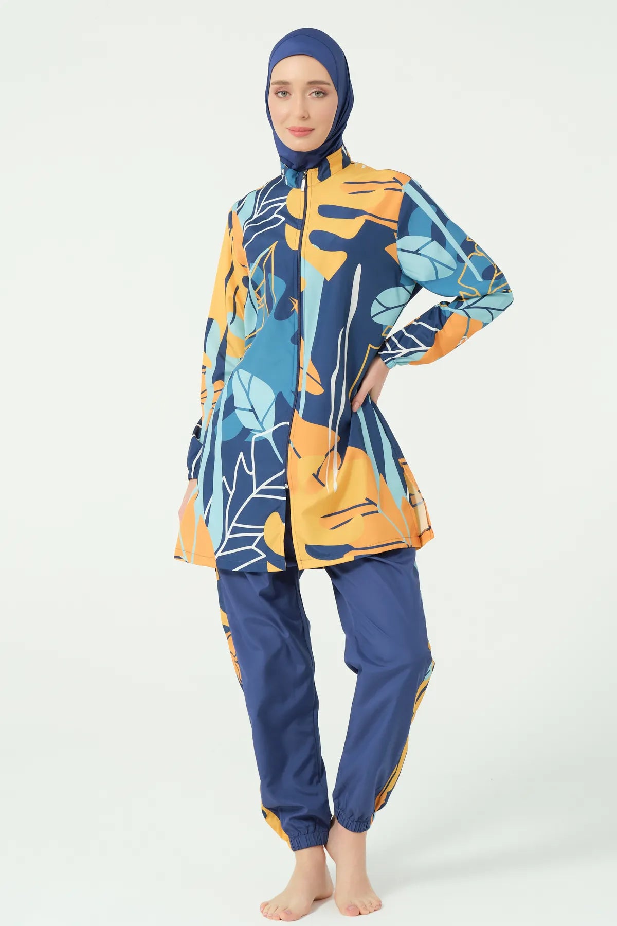 Modern Abstract Modest Swimsuit