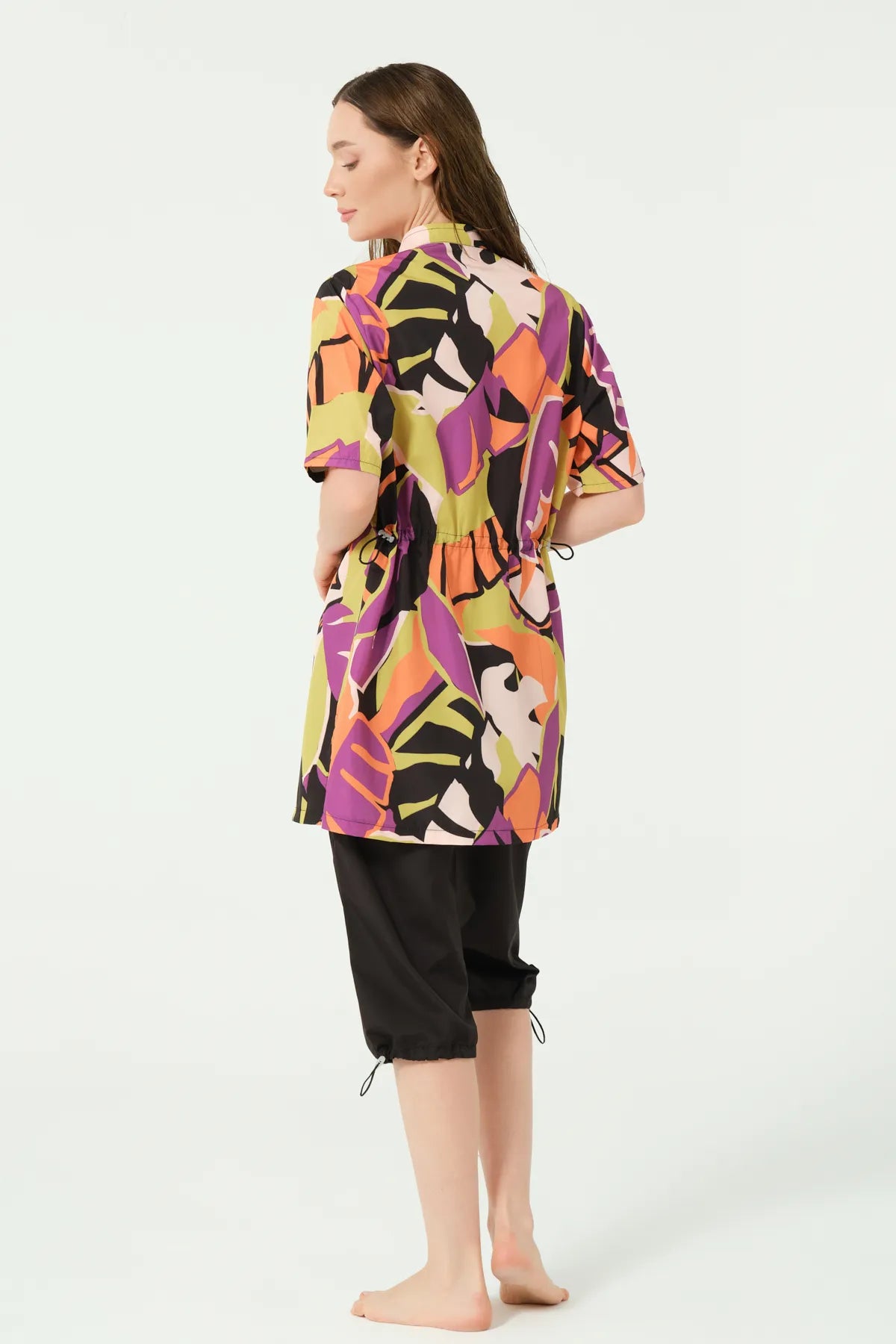 Modest Swimwear with Vibrant Abstract Print