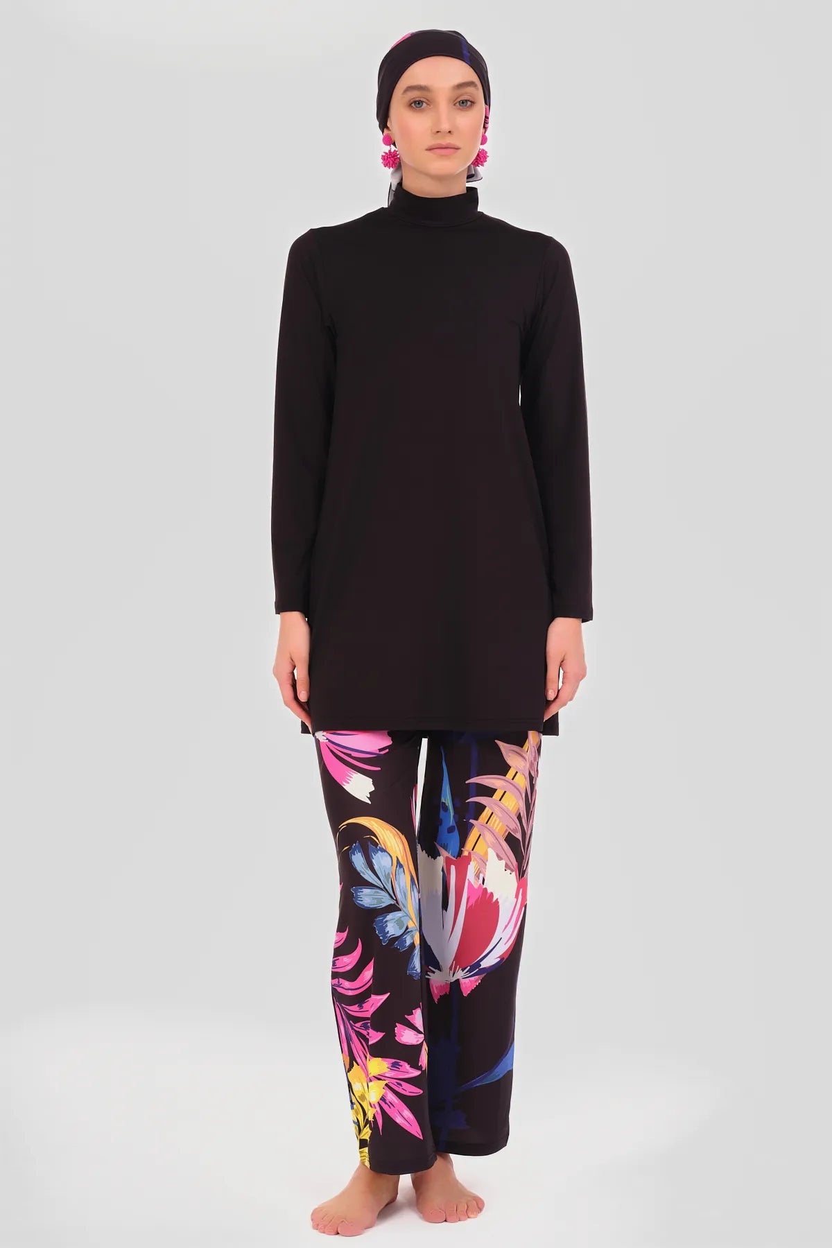 Noir Bloom Modest Swimwear