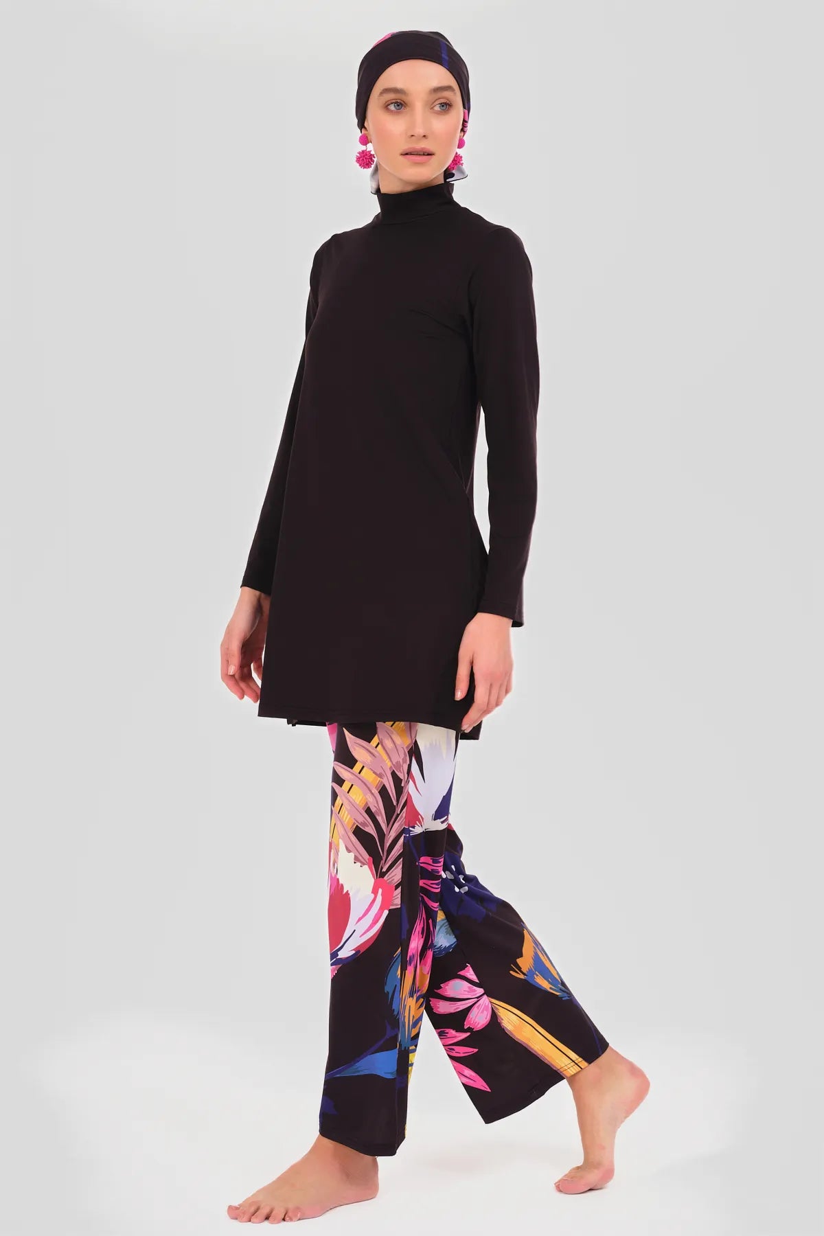 Noir Bloom Modest Swimwear