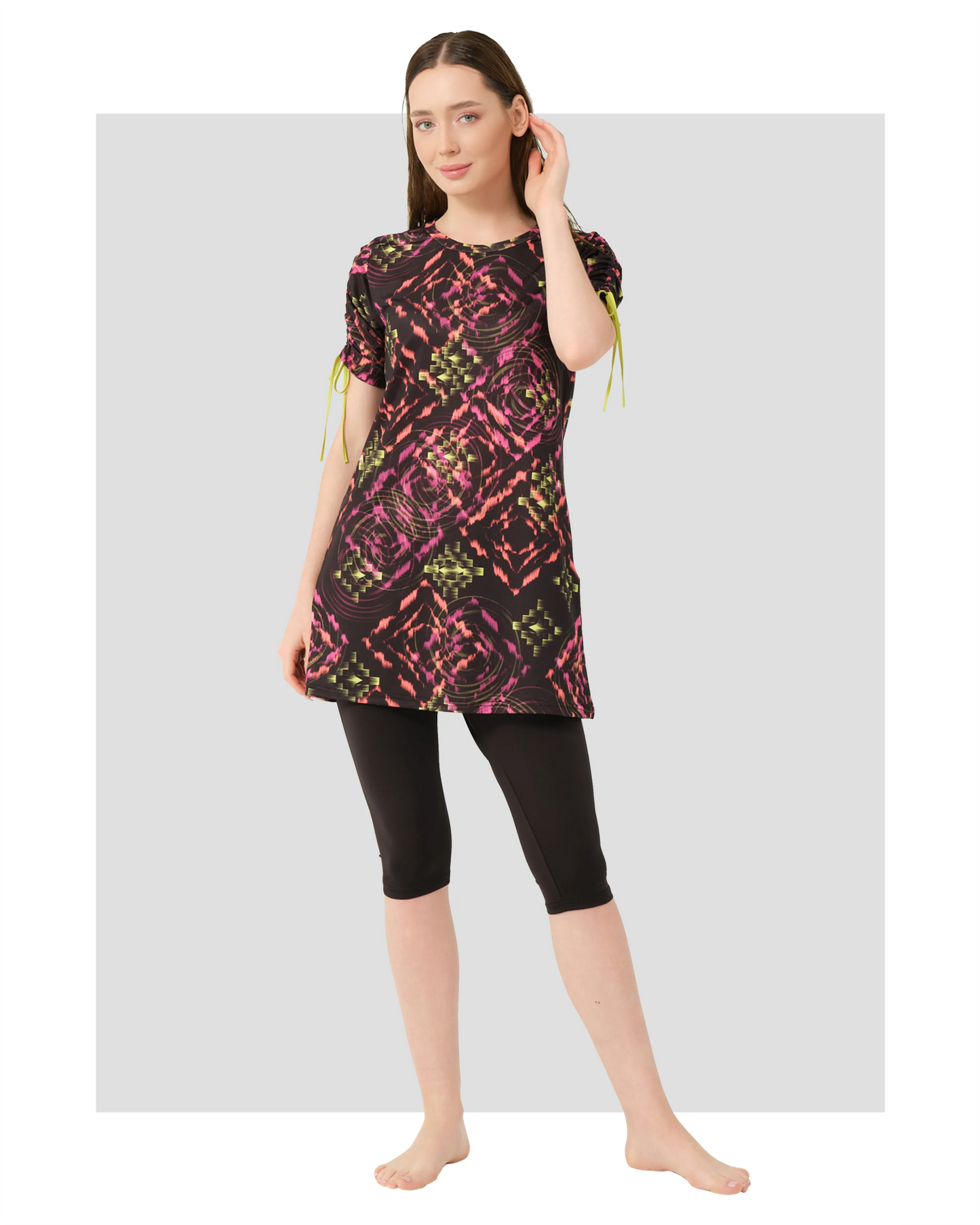 Short-Sleeve Burkini with Adjustable Ties