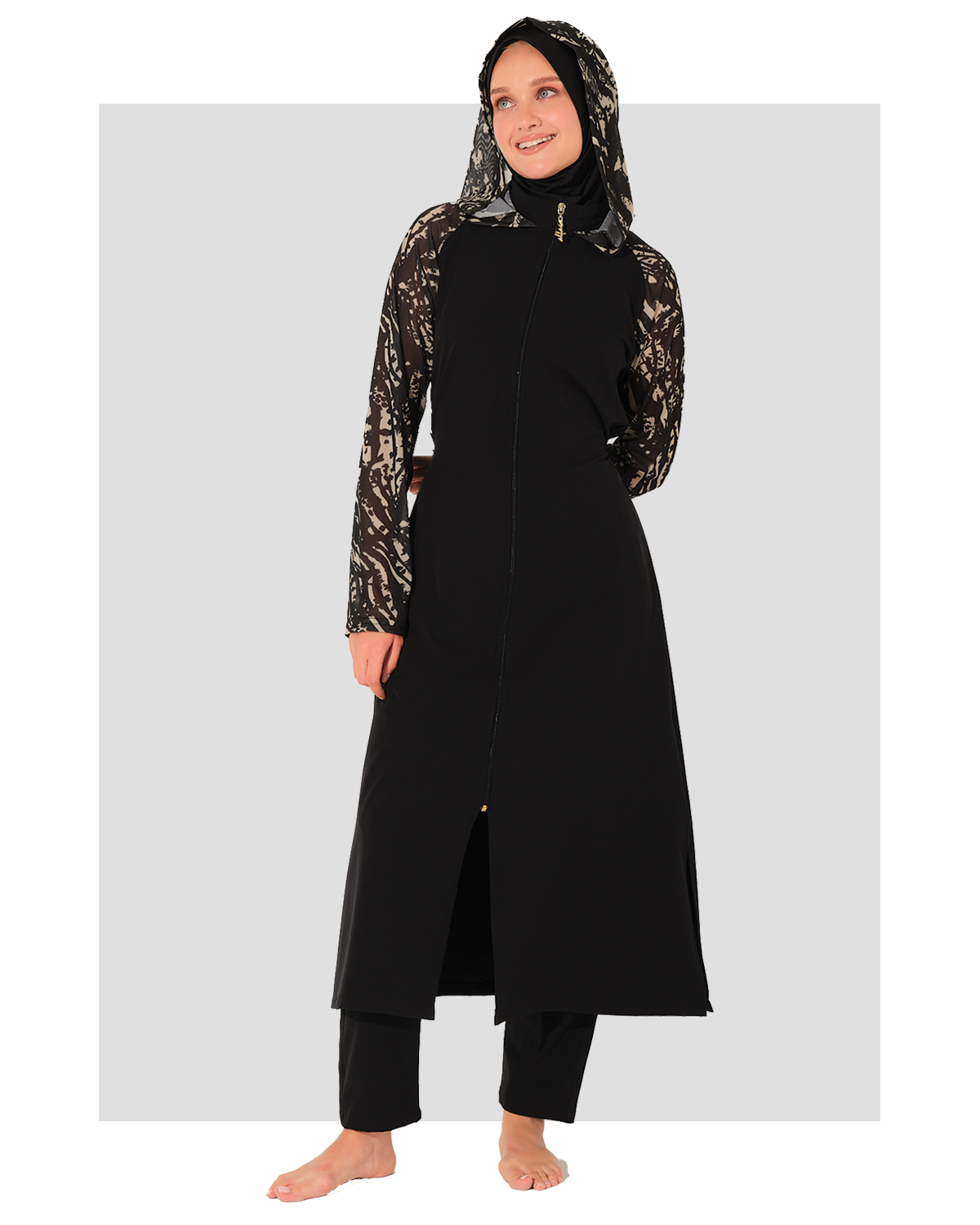 Black Active Modest Swimwear Set