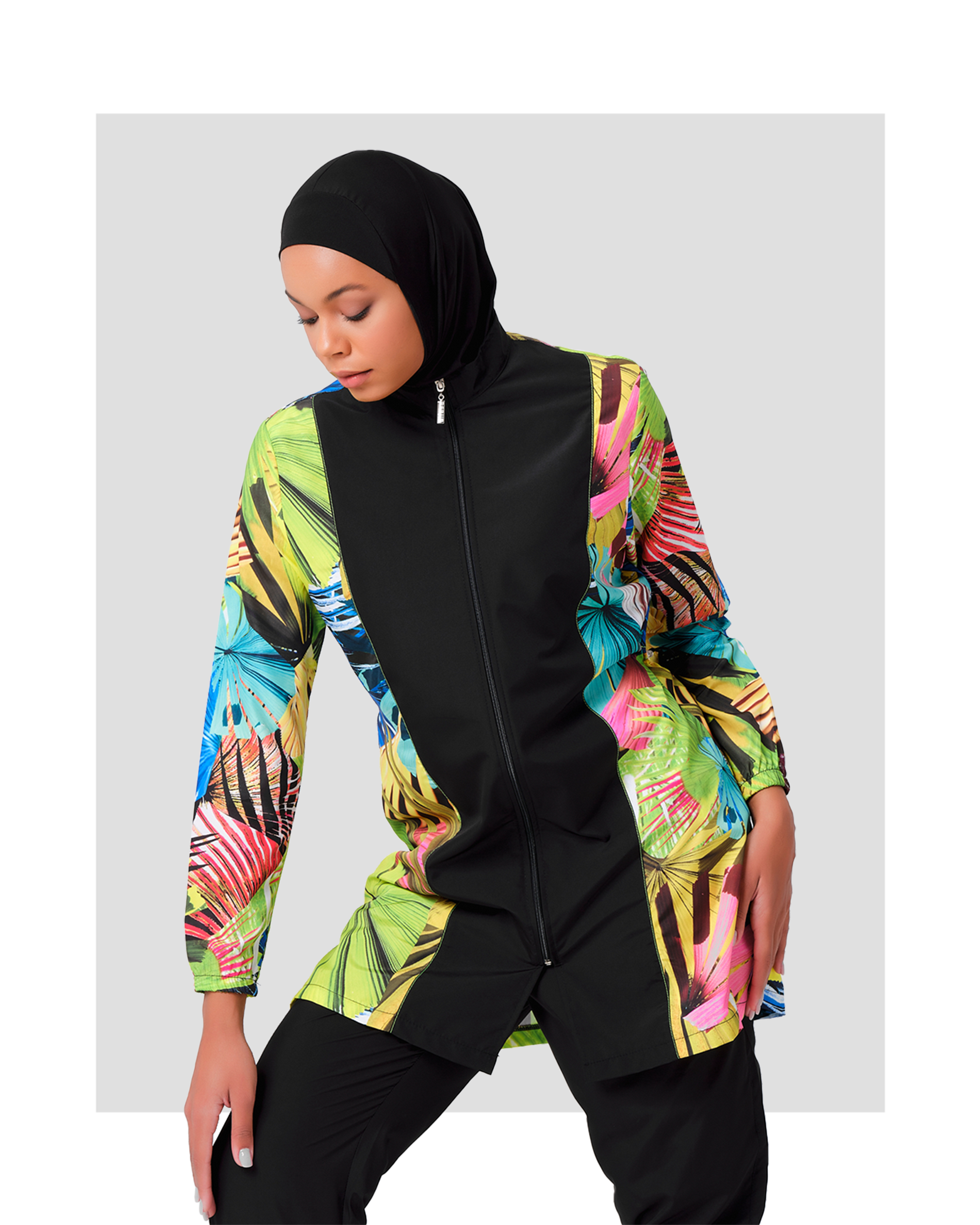 Tropical Print Parachute  Burkini