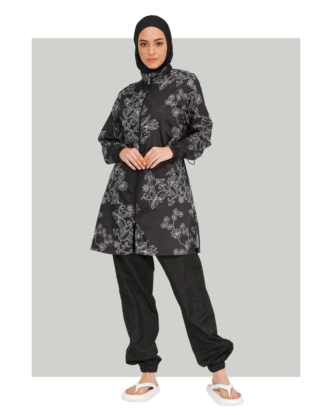 Modest Floral Embroidered Burkini