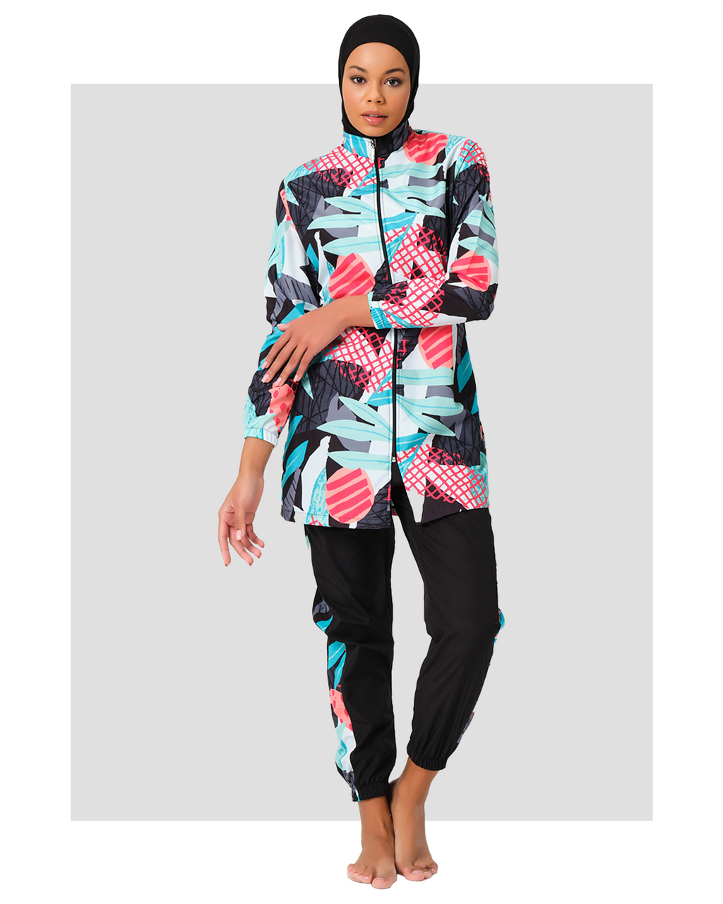 Tropical Print Parachute  Burkini