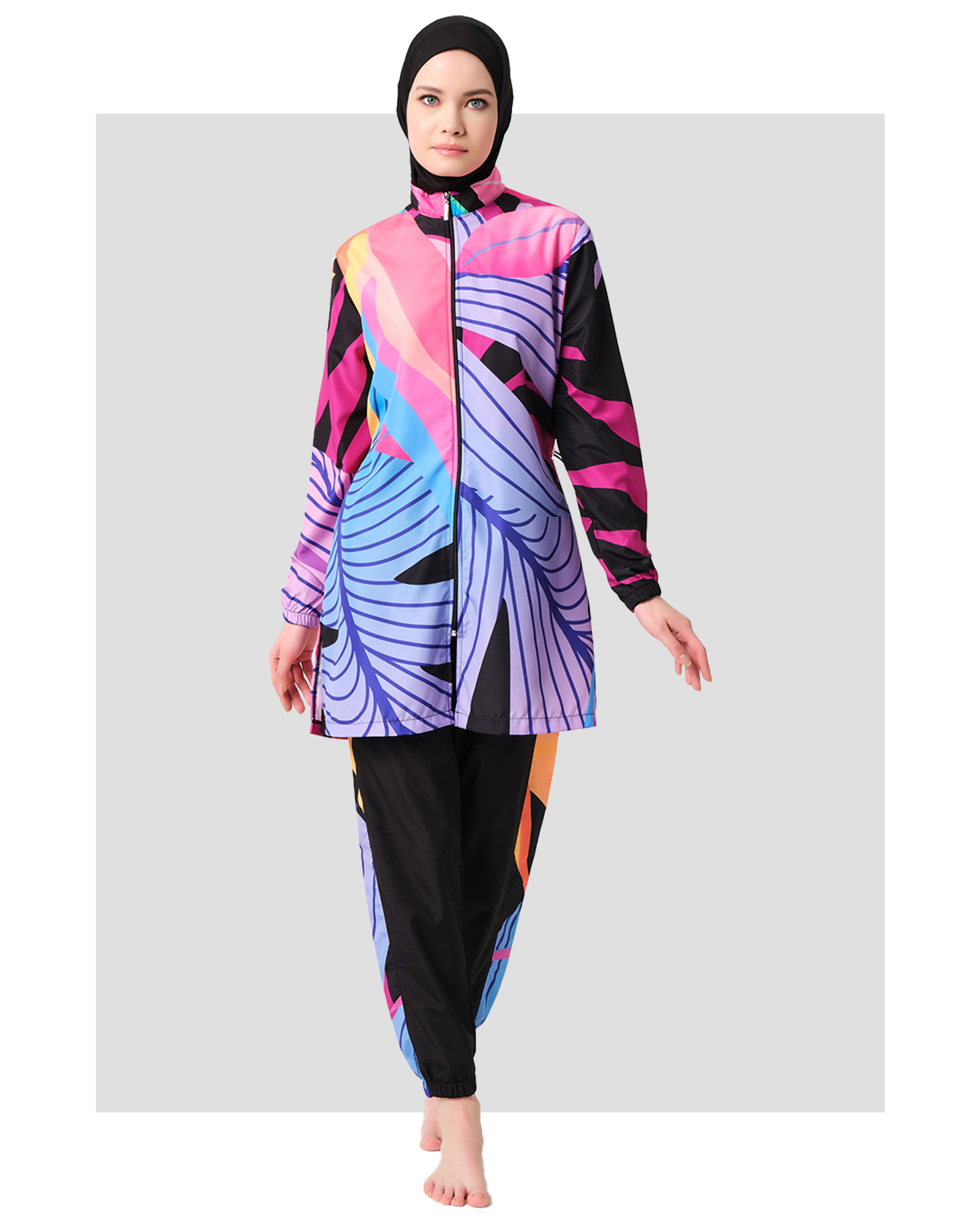 Vibrant Tropical Print Burkini