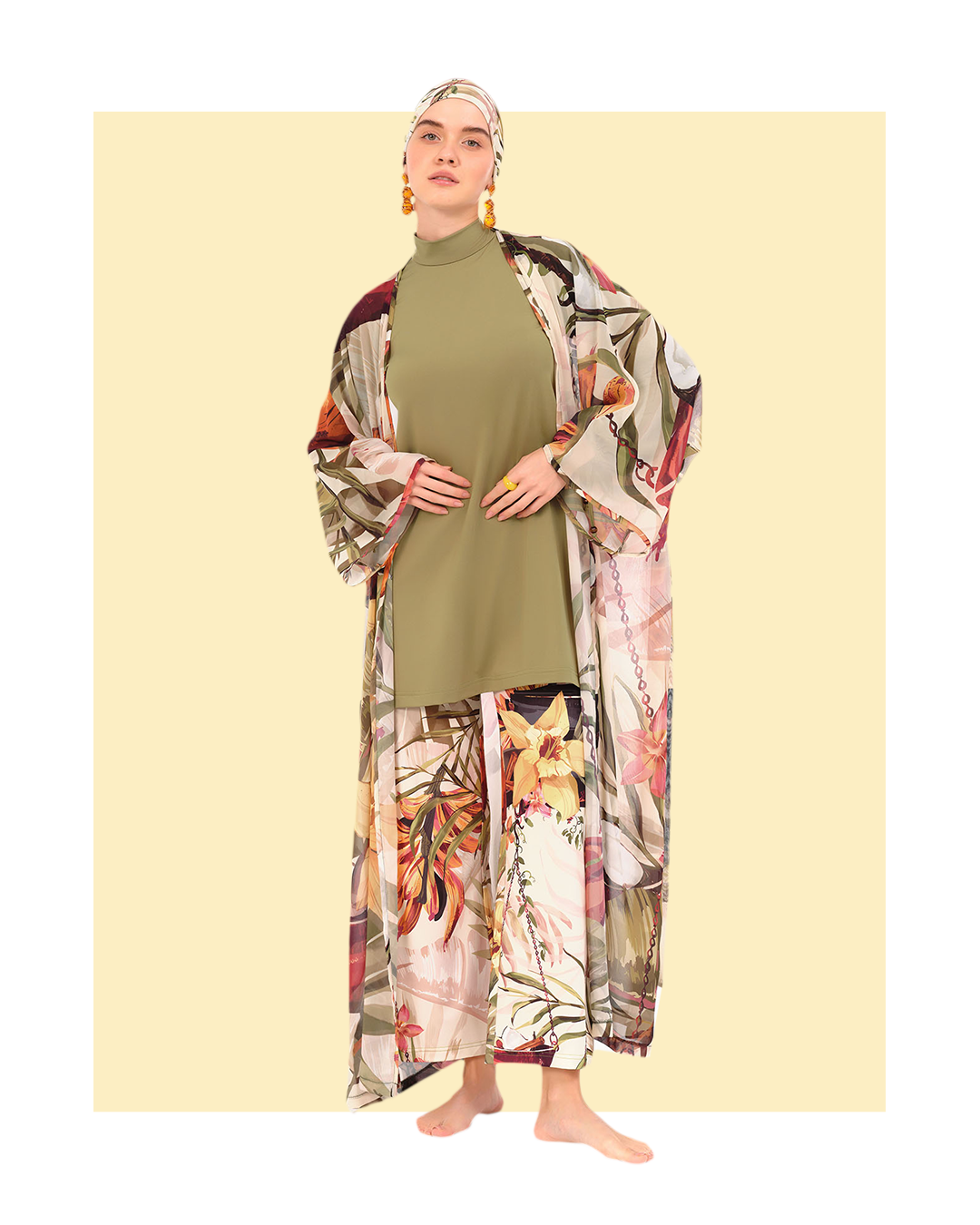 Lycra Fabric Printed Burkini & Kimono