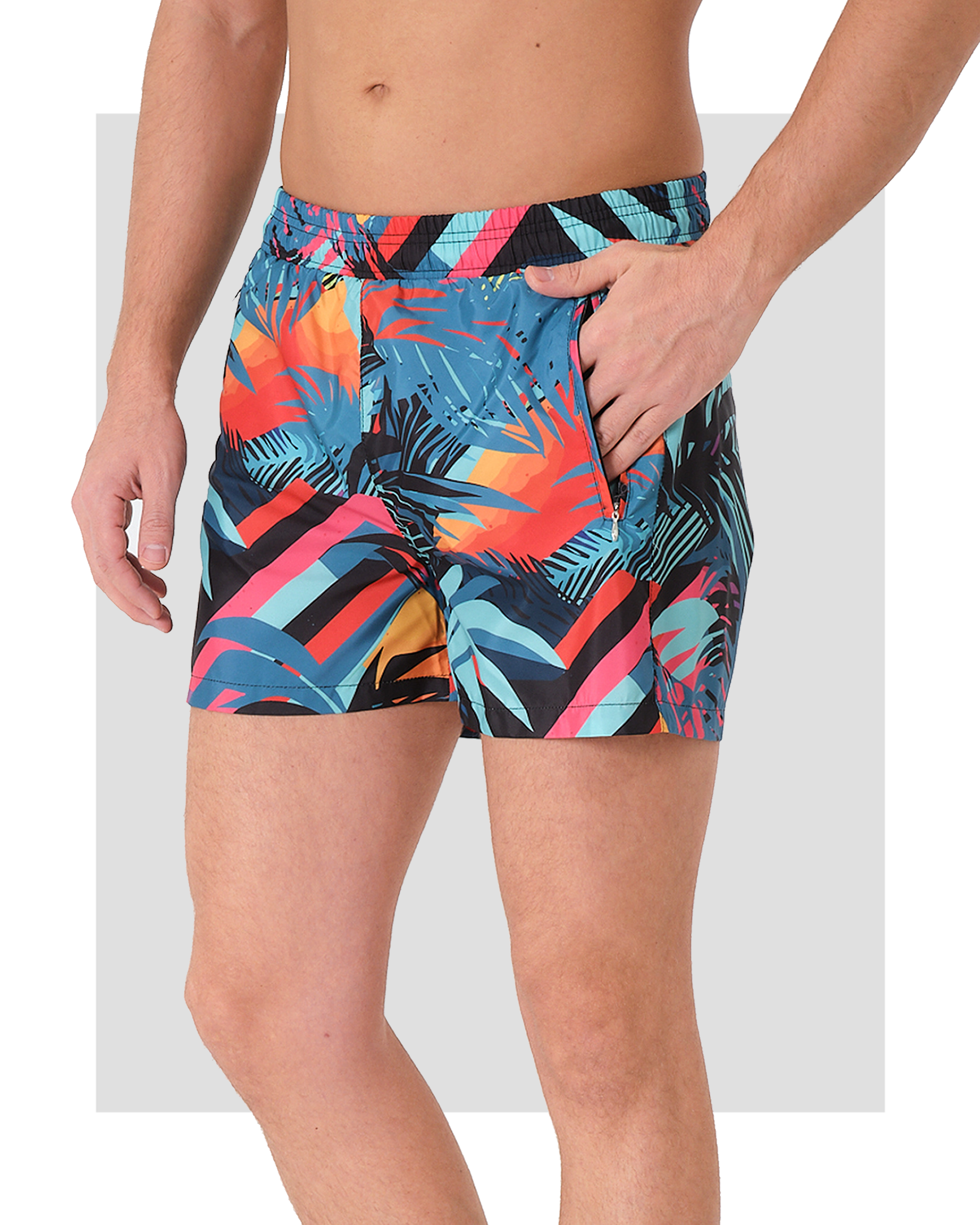 Tropical Geometric Print Men's Swim Shorts