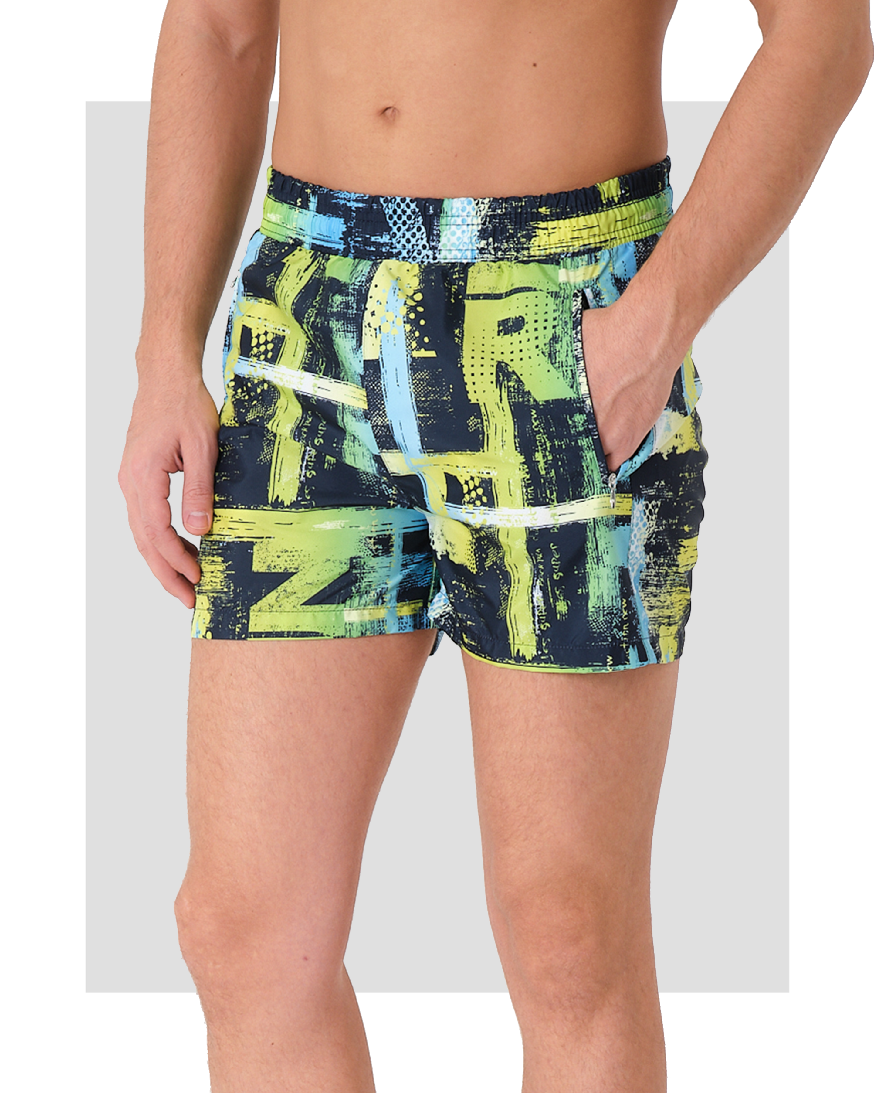 Neon Abstract Print Men's Swim Shorts