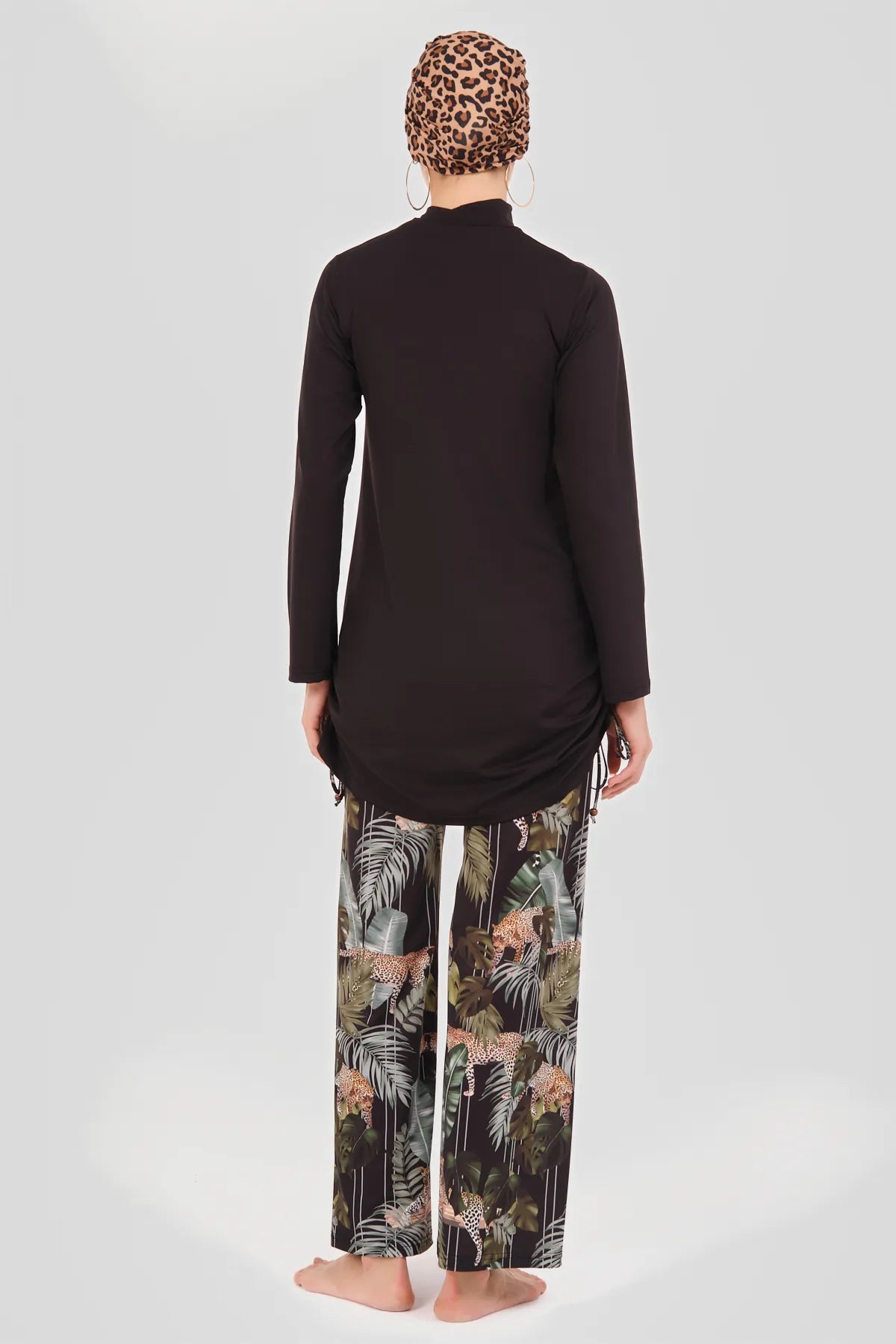 A Bold Jungle-Inspired Burkini with Sheer Kimono