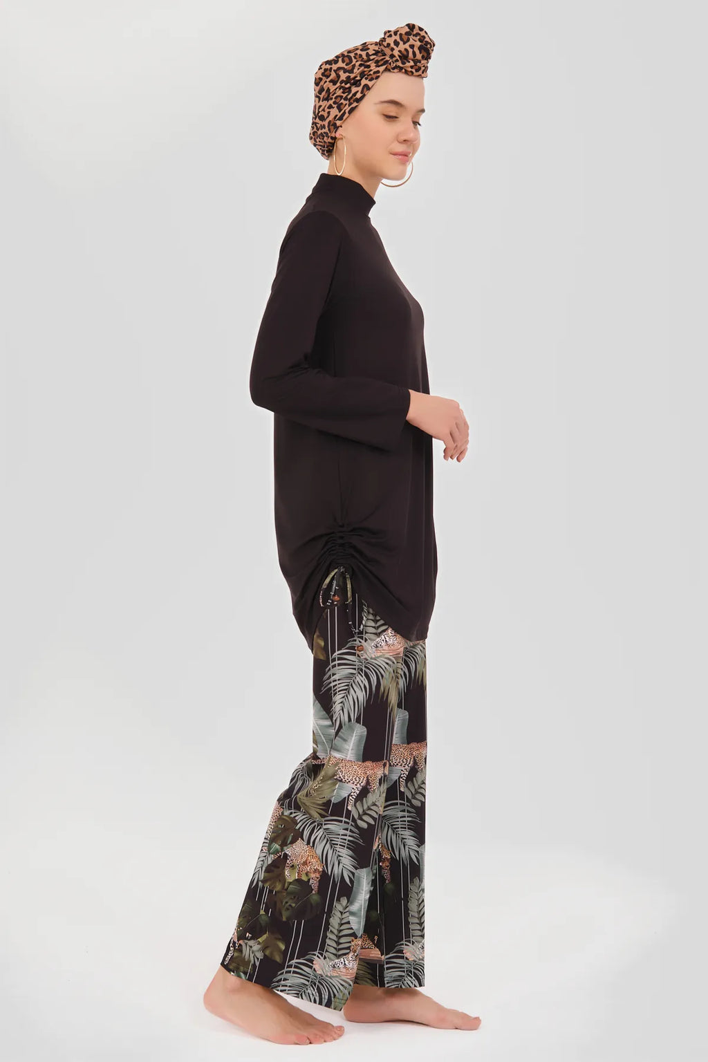 A Bold Jungle-Inspired Burkini with Sheer Kimono
