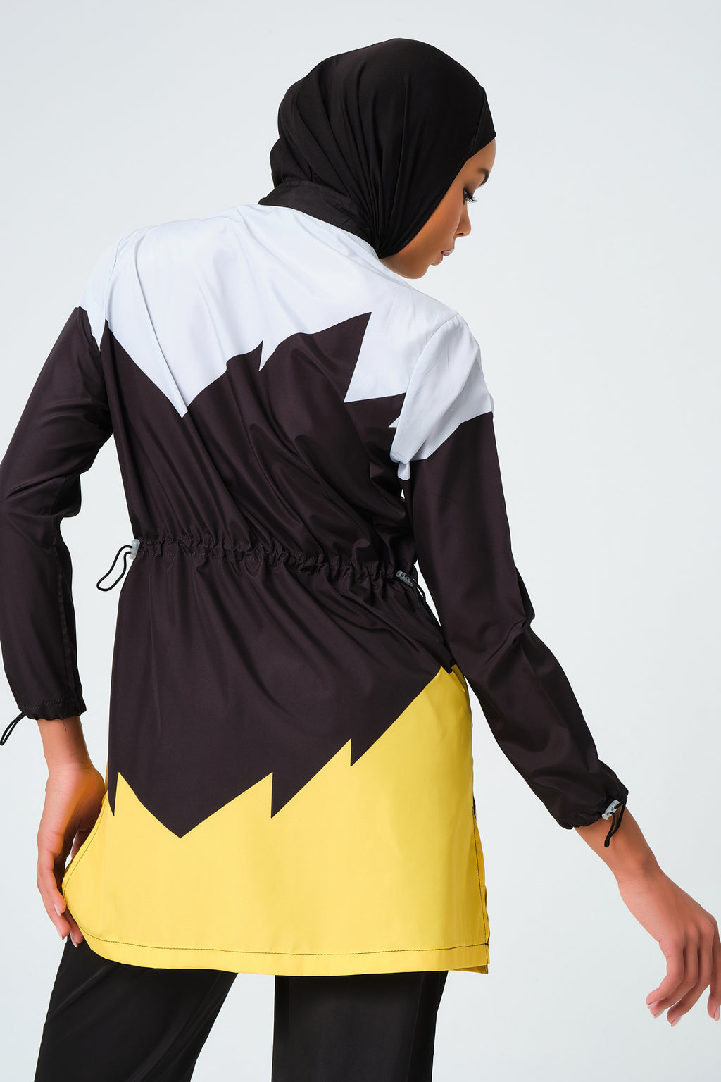 Sporty Parachute Fabric Color-Block Burkini