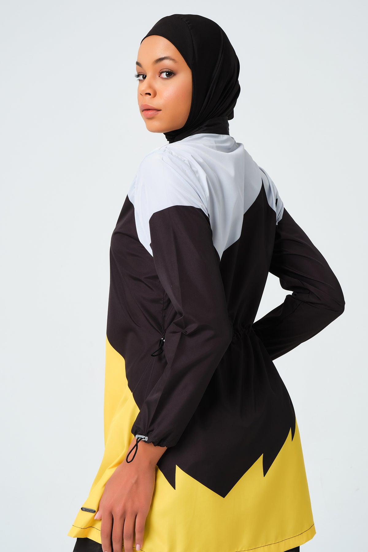 Sporty Parachute Fabric Color-Block Burkini