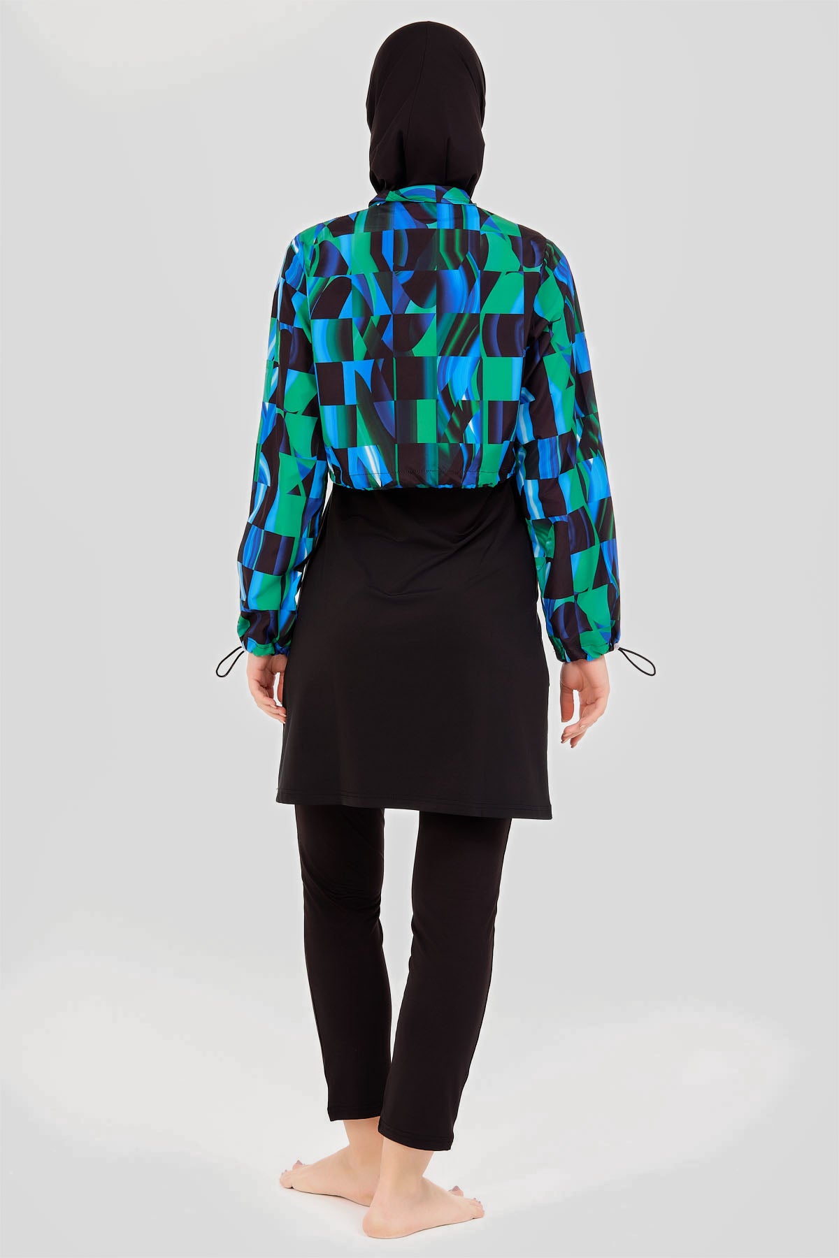 Sporty Chic Burkini with Abstract Pattern Printed