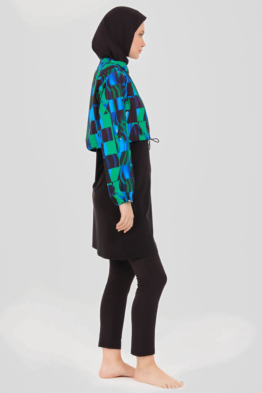 Sporty Chic Burkini with Abstract Pattern Printed