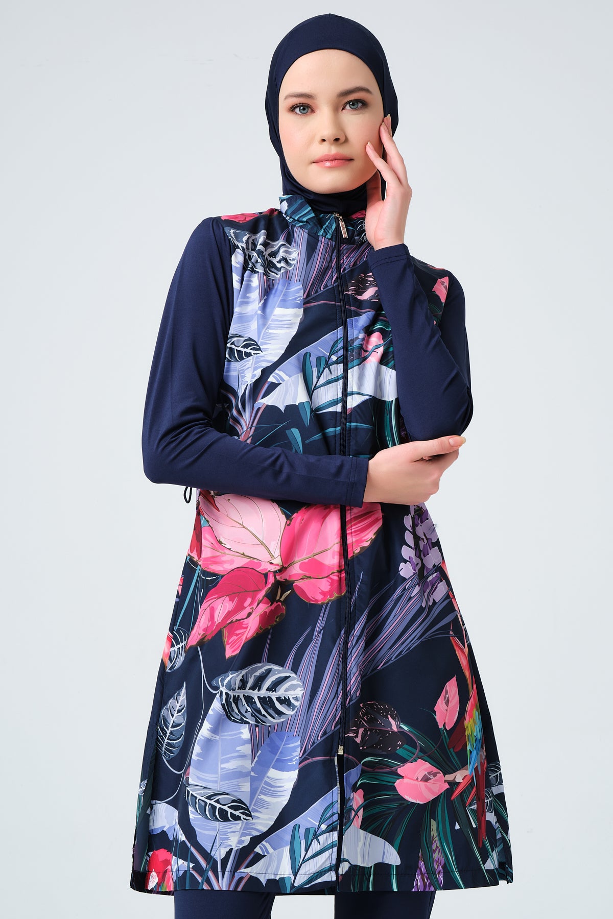 Tropical Floral Modest Burkini -Big Sizes