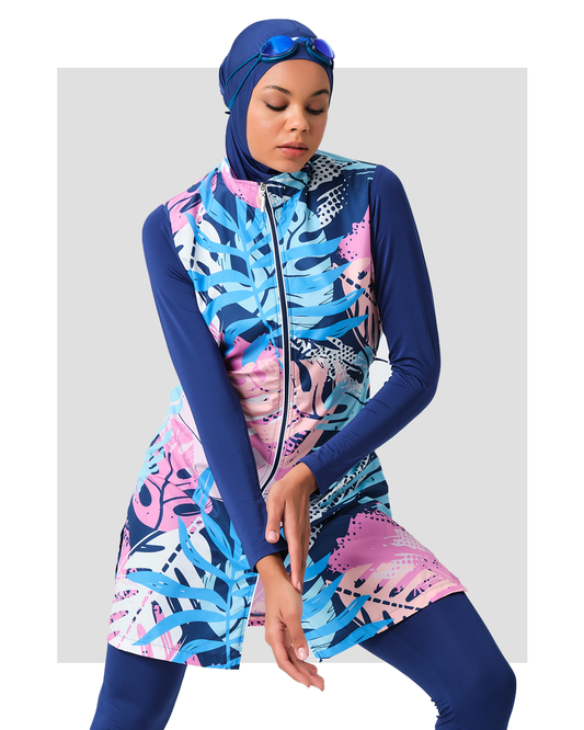 Tropical Printed Modest Swimwear Set