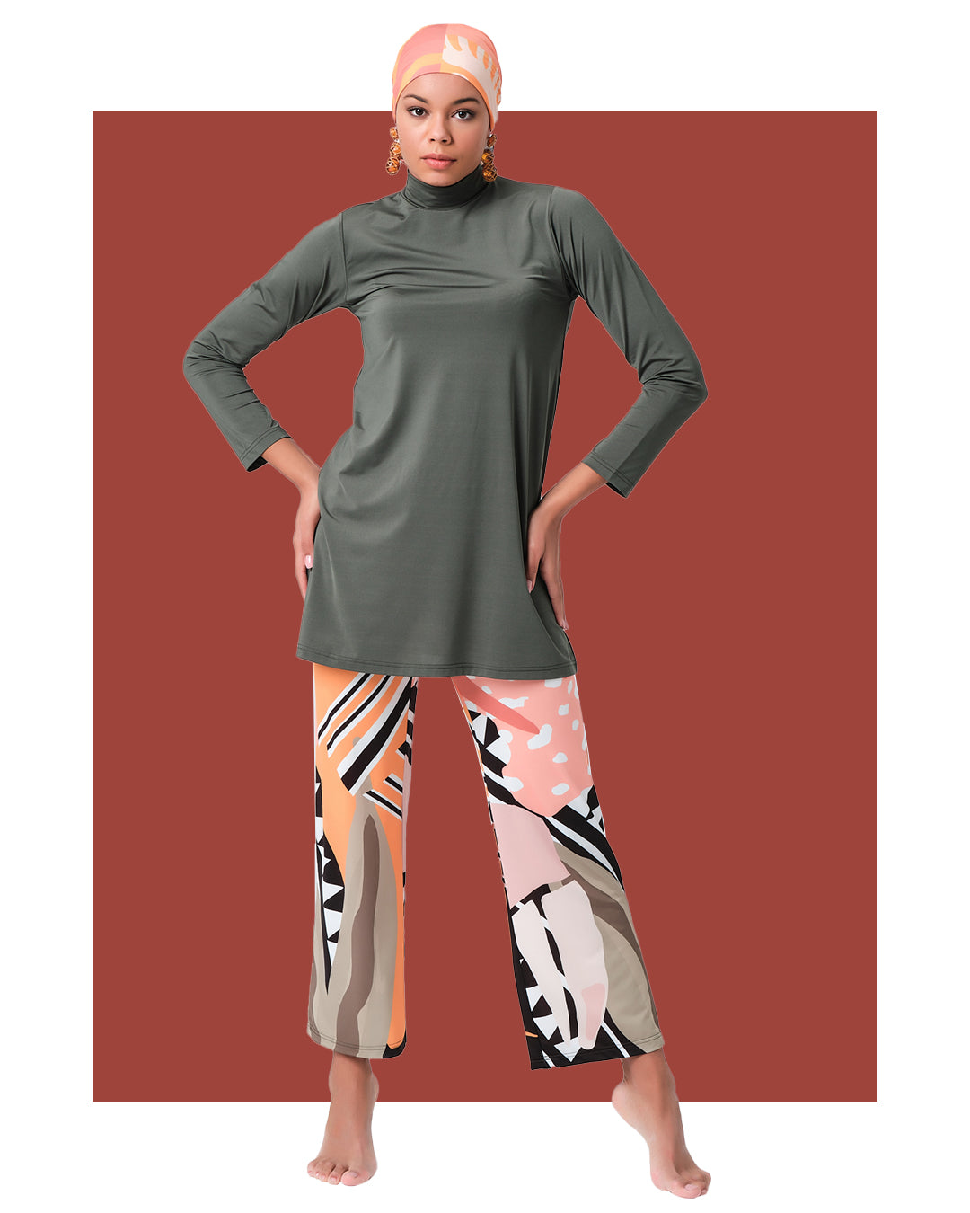 Lycra Fabric Printed Burkini Set