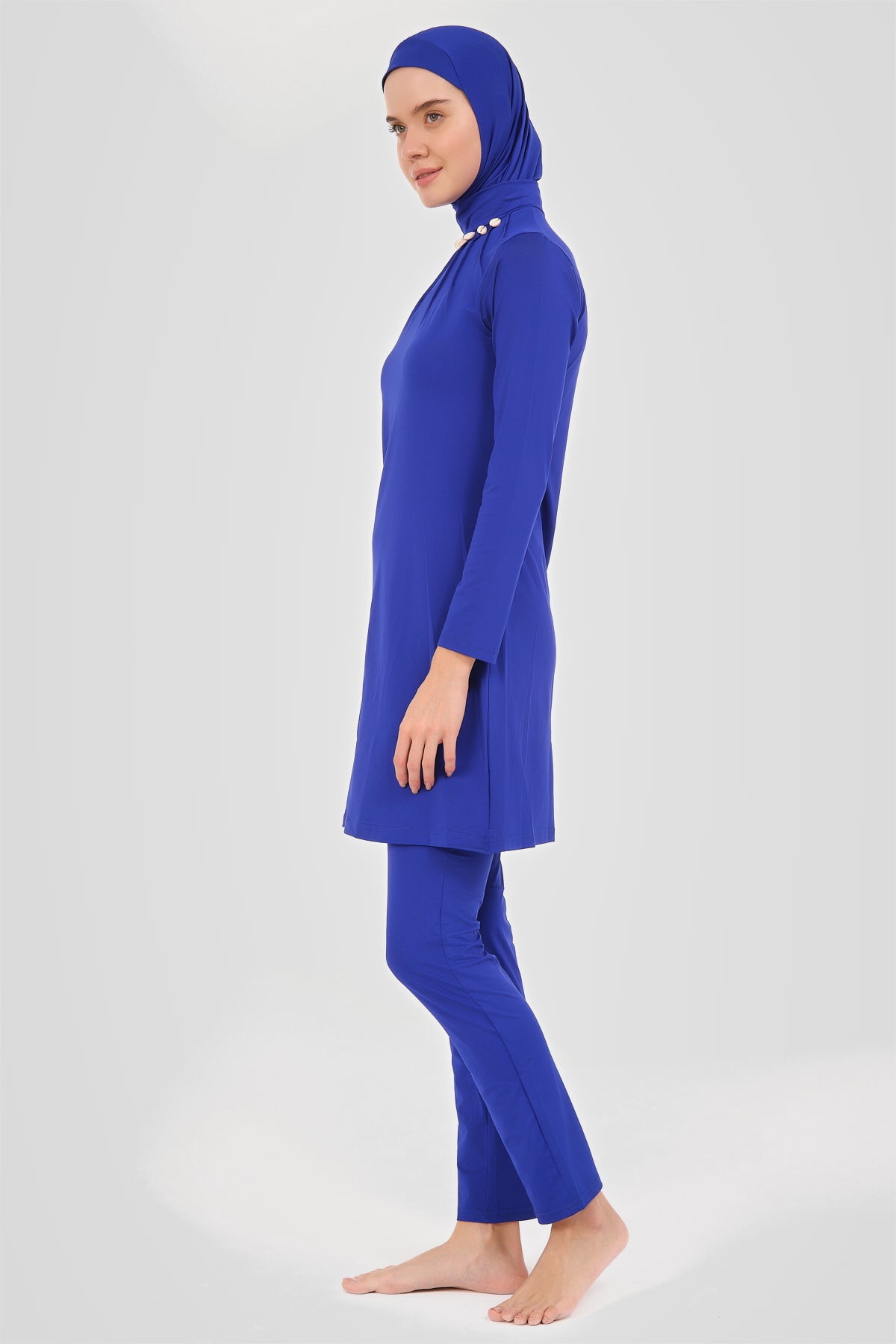 Royal Blue Modest Burkini with Pearl Accent Design