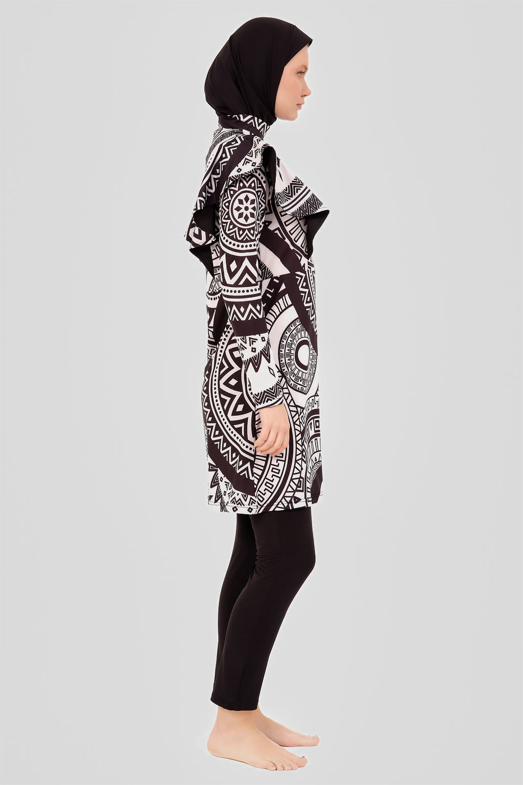 Black Tribal Modest Swimwear