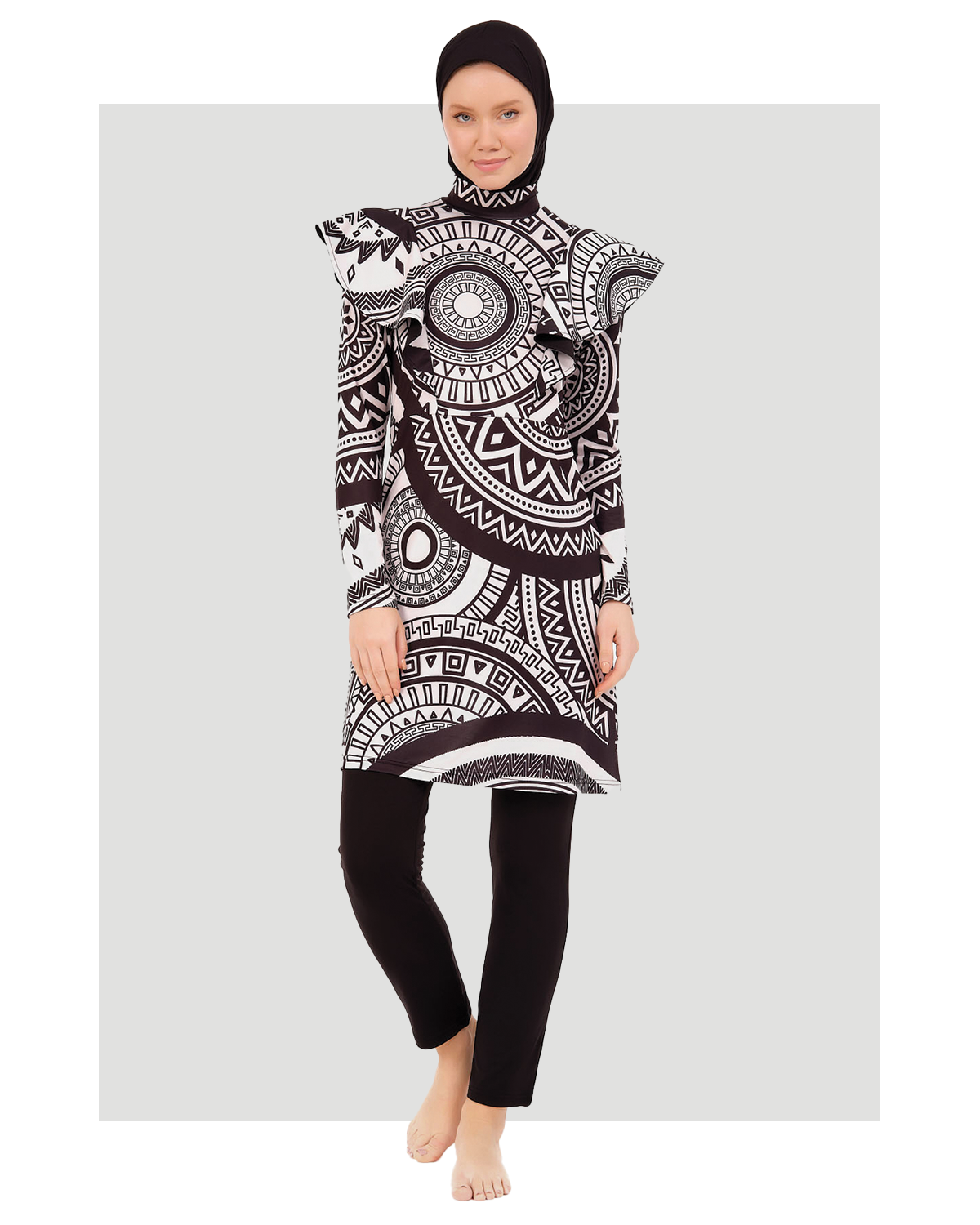 Black Tribal Modest Swimwear