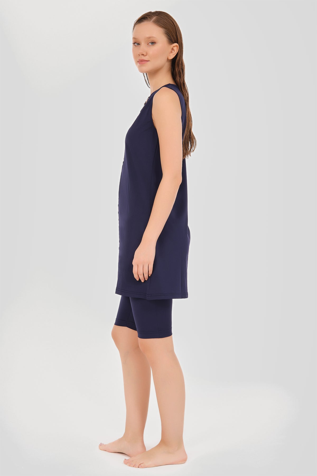 Navy Crop Modest Swimsuit