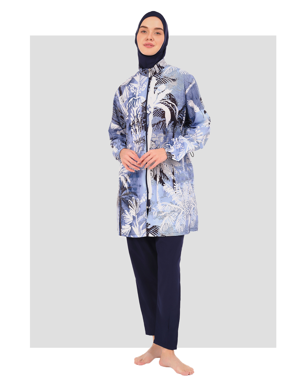 Blue Tropical Paradise Modest Swimsuit