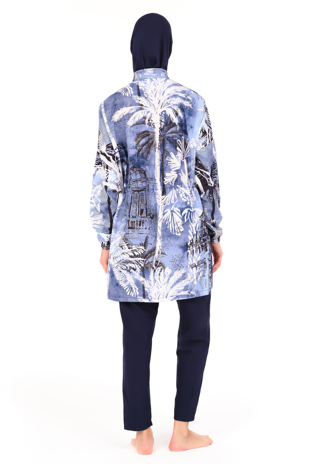 Blue Tropical Paradise Modest Swimsuit