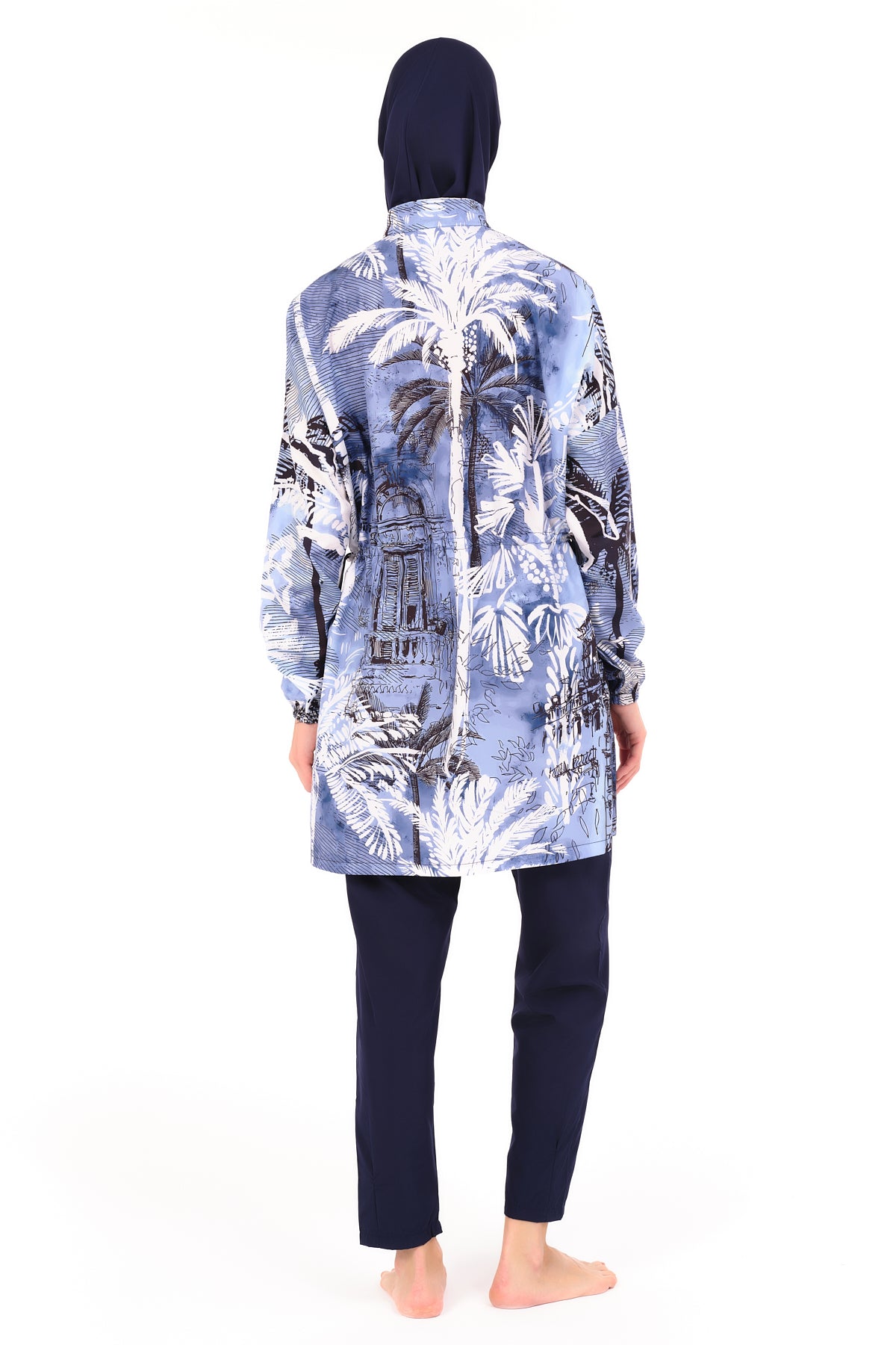 Blue Tropical Paradise Modest Swimsuit