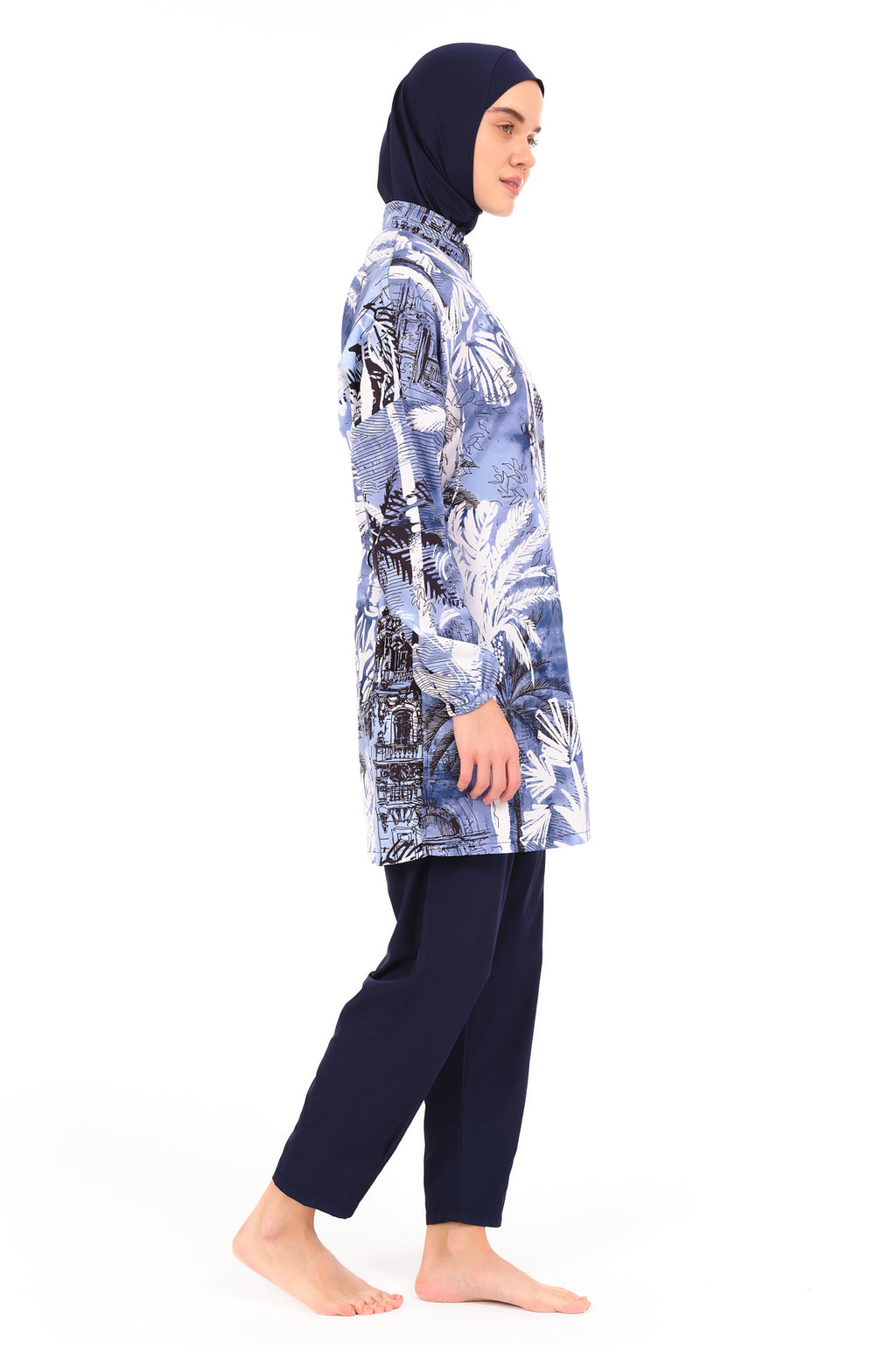 Blue Tropical Paradise Modest Swimsuit