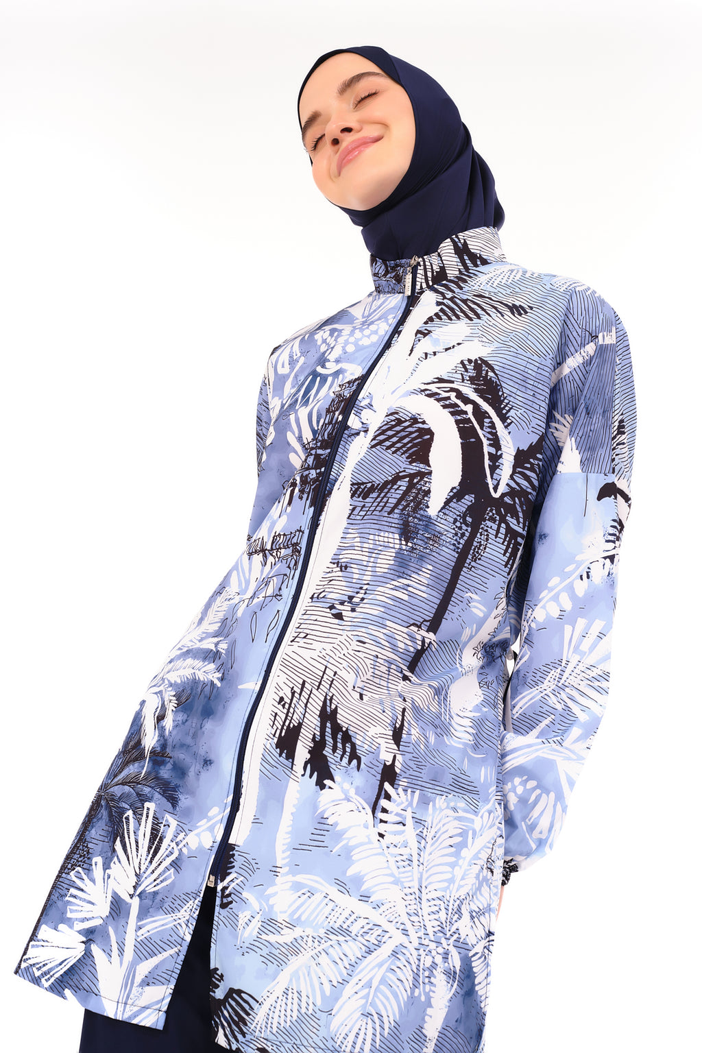 Blue Tropical Paradise Modest Swimsuit
