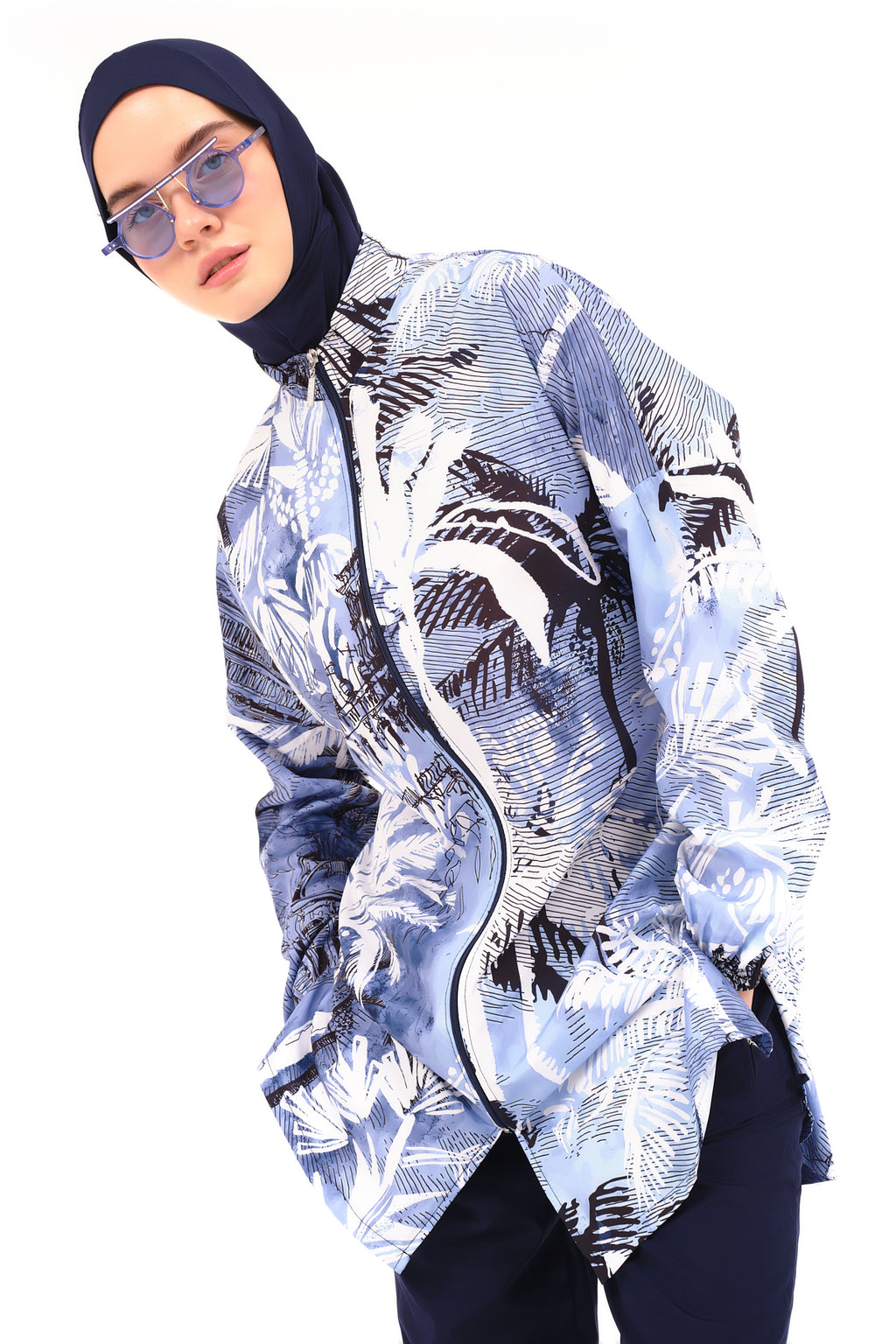Blue Tropical Paradise Modest Swimsuit