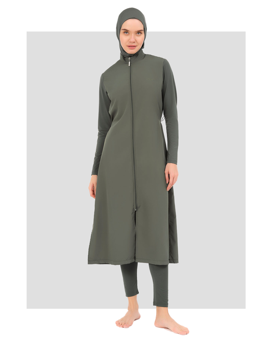 Modest Olive Green Burkini Full-Length