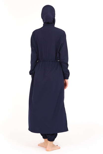 Modest Full-Length Navey Burkini with Zipper