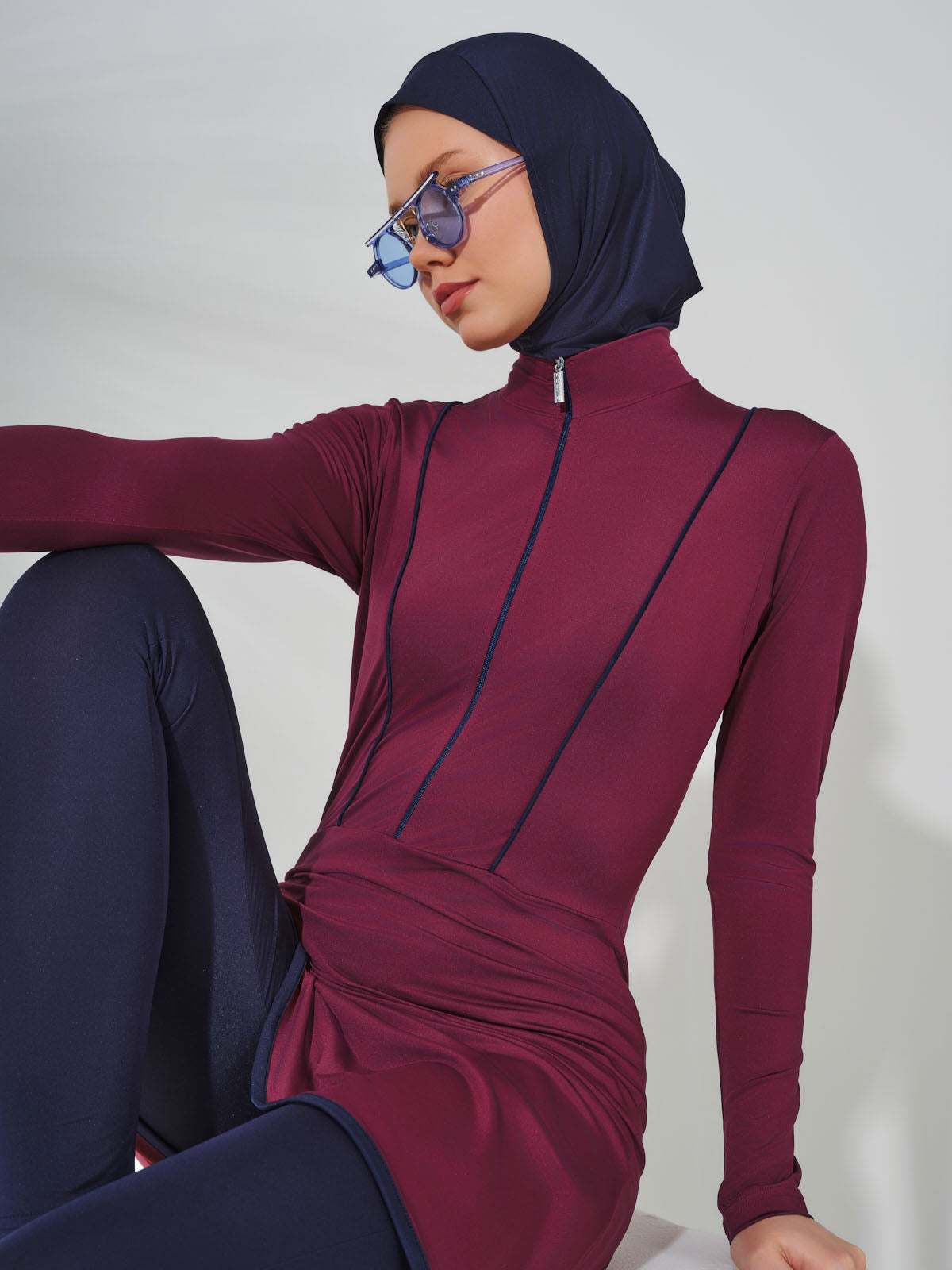 Elegant Modest Maroon Swimwear Burkini