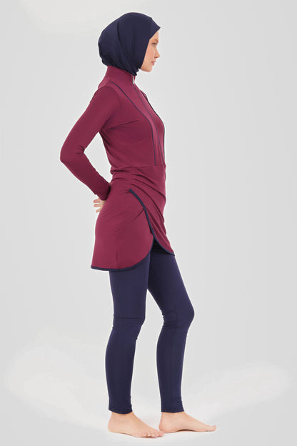 Elegant Modest Maroon Swimwear Burkini