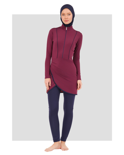 Elegant Modest Maroon Swimwear Burkini