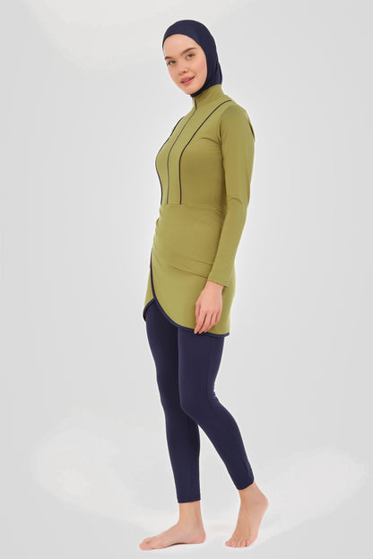 Stylish Olive Green Modest Swimwear Burkini