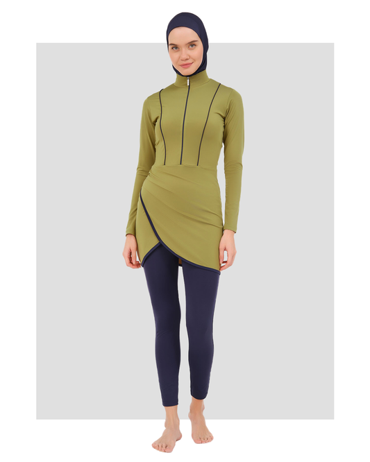 Stylish Olive Green Modest Swimwear Burkini