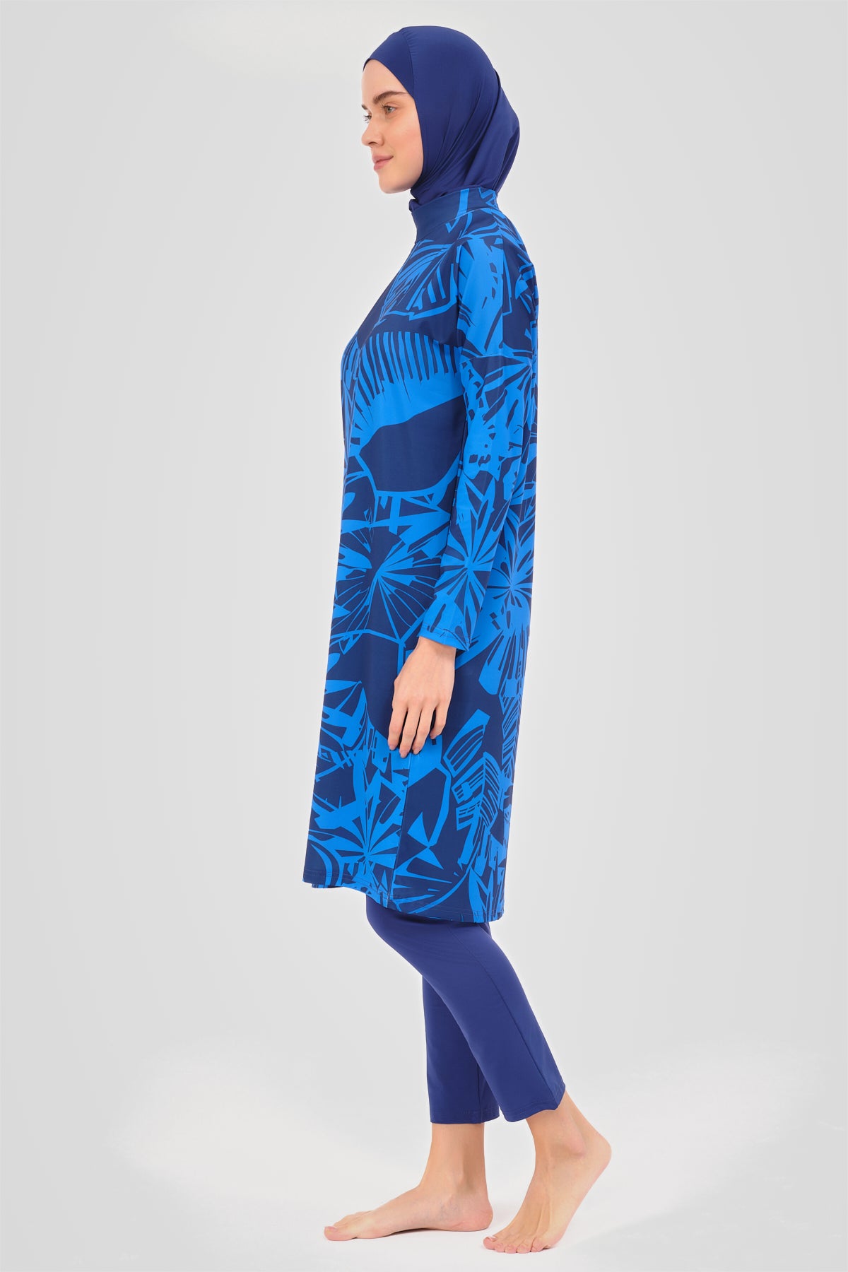 Tropical Print Modest Women Burkini -Big Sizes