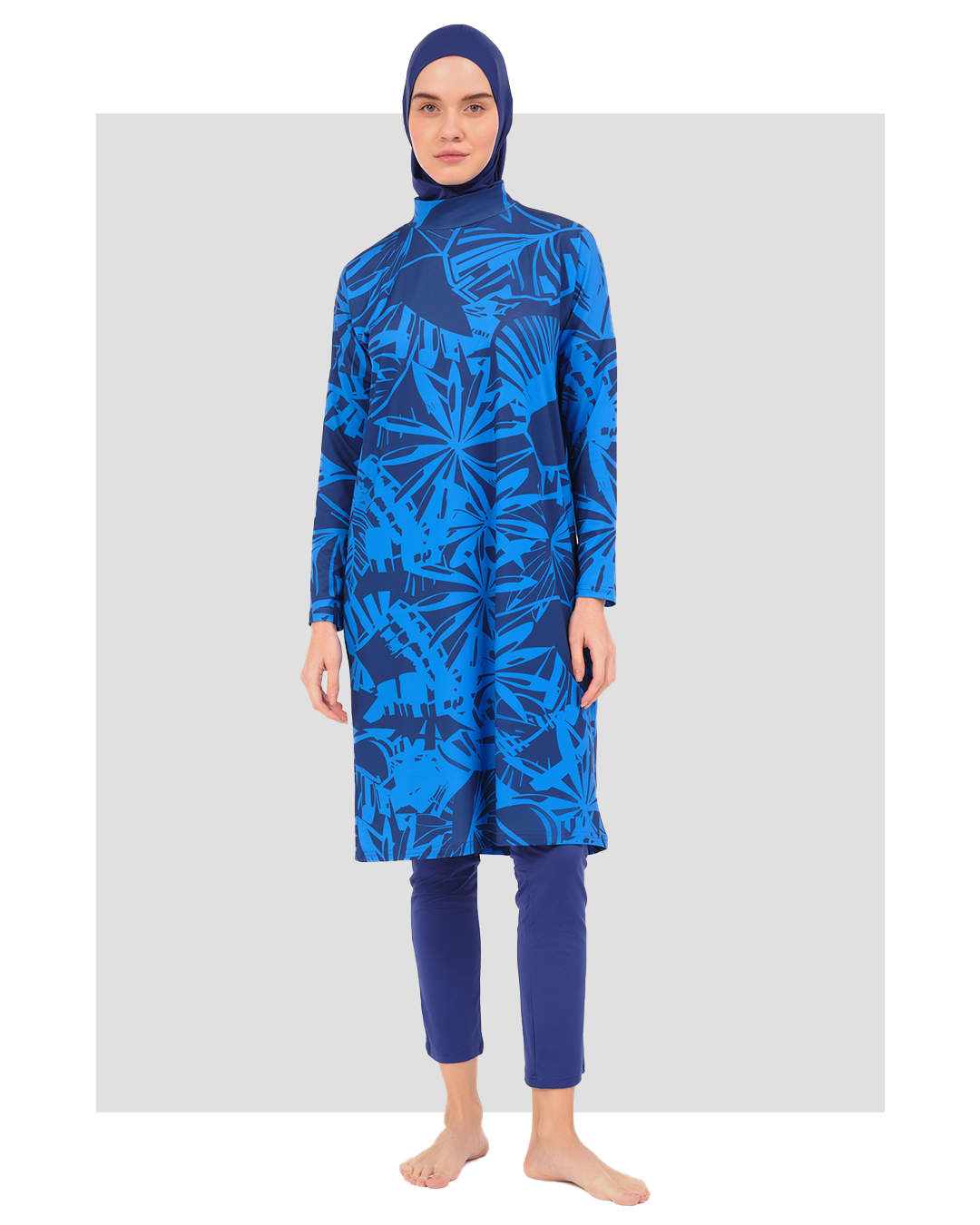 Tropical Print Modest Women Burkini -Big Sizes