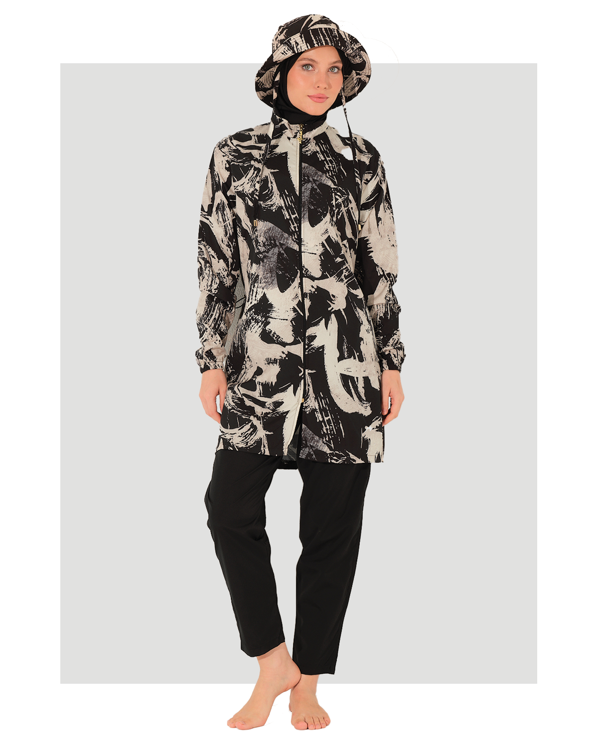 Full Set Sporty Black Modest Swimwear