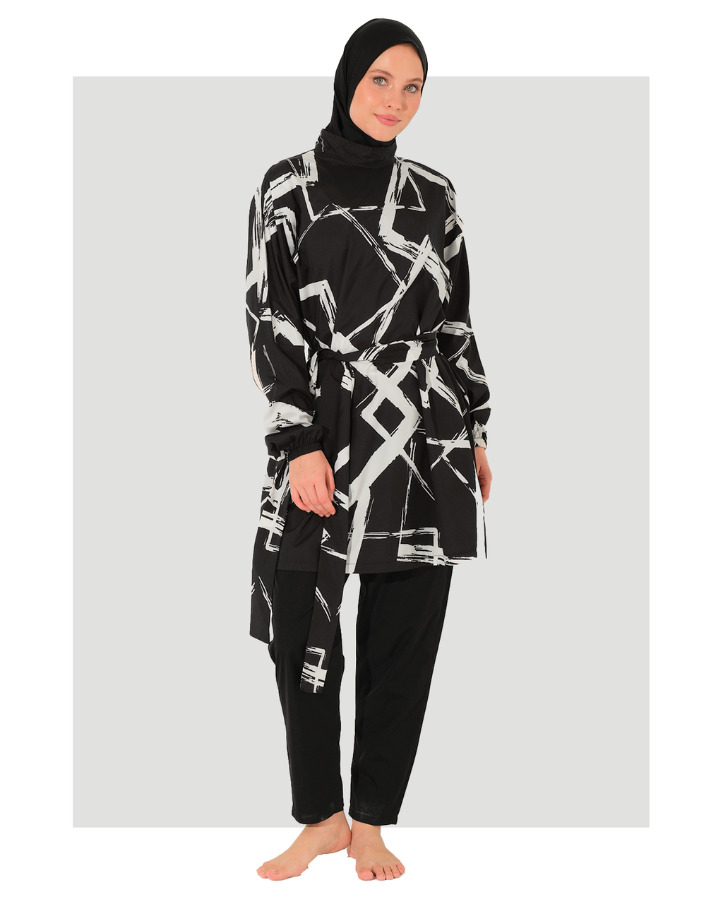 Abstract Print Modest Swimwear Set