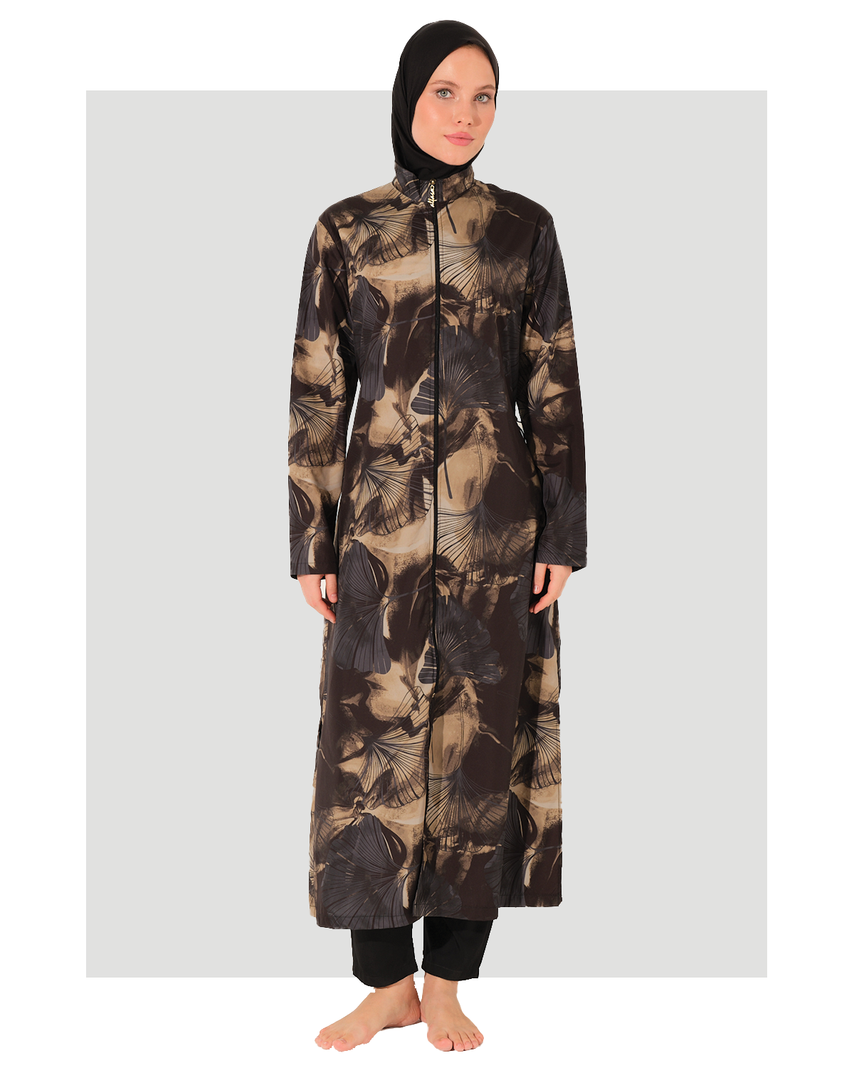 Black Urban Chic Printed Abaya Burkini
